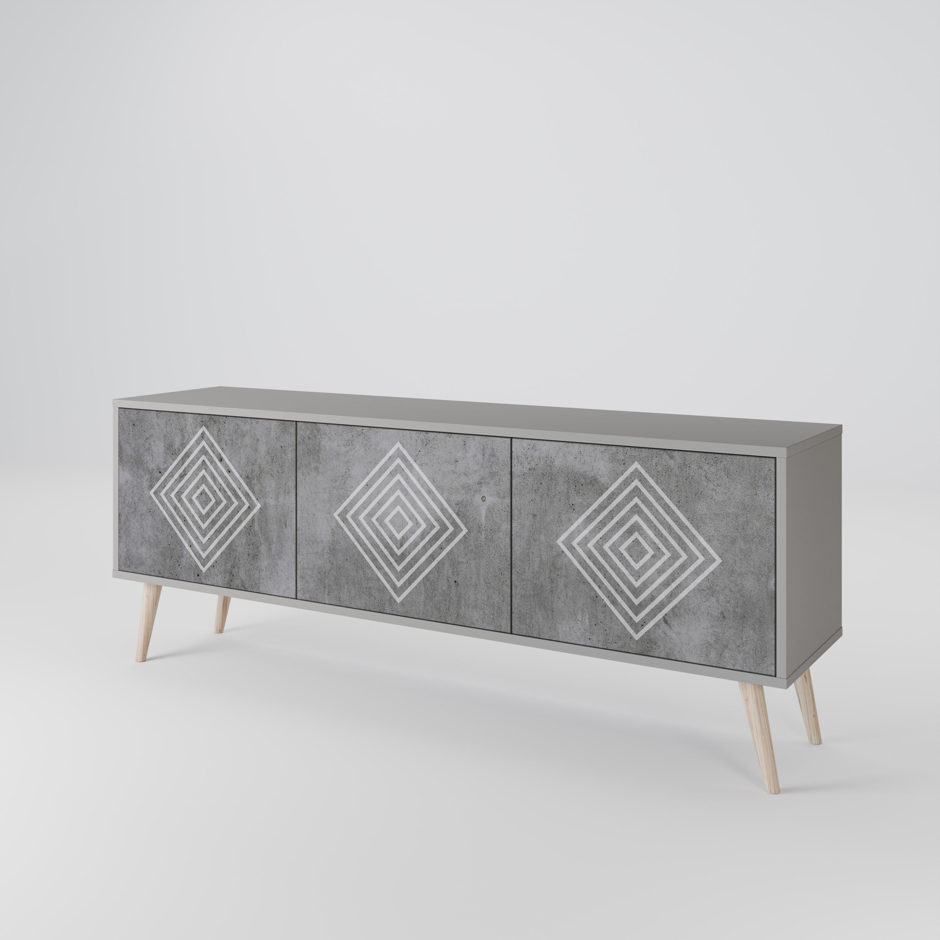 POLYGONAL ARTISTRY Szafka RTV 3-drzwiowa korpus Szary