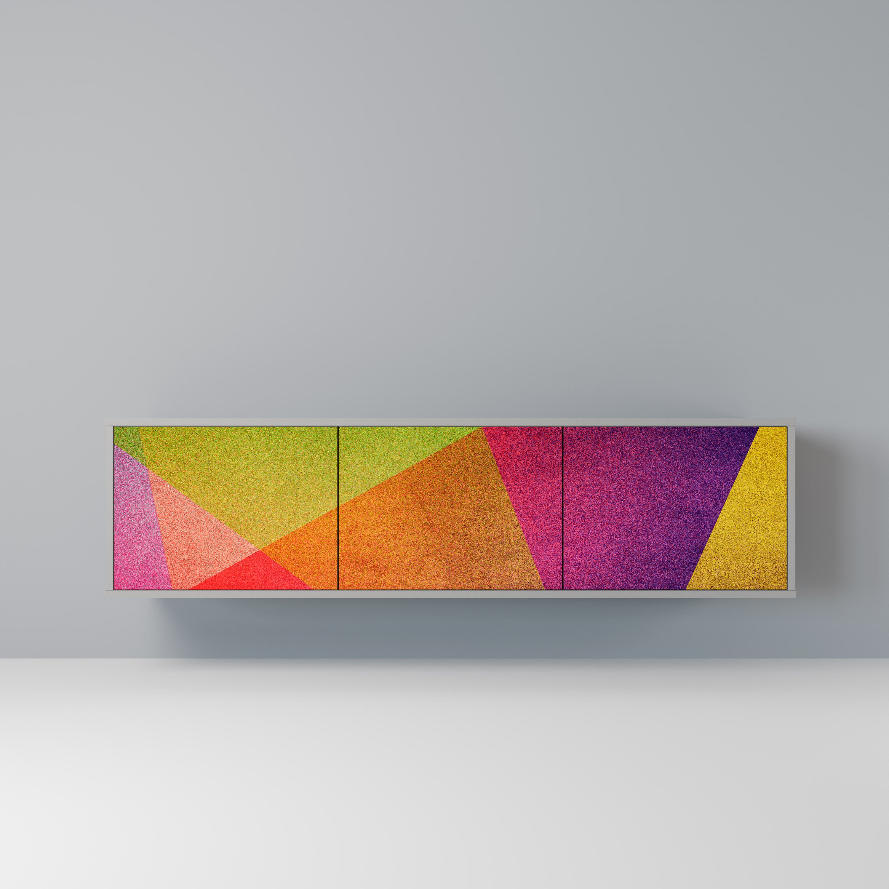 VIVID GEOMETRY Szafka RTV 3-drzwiowa korpus Szary