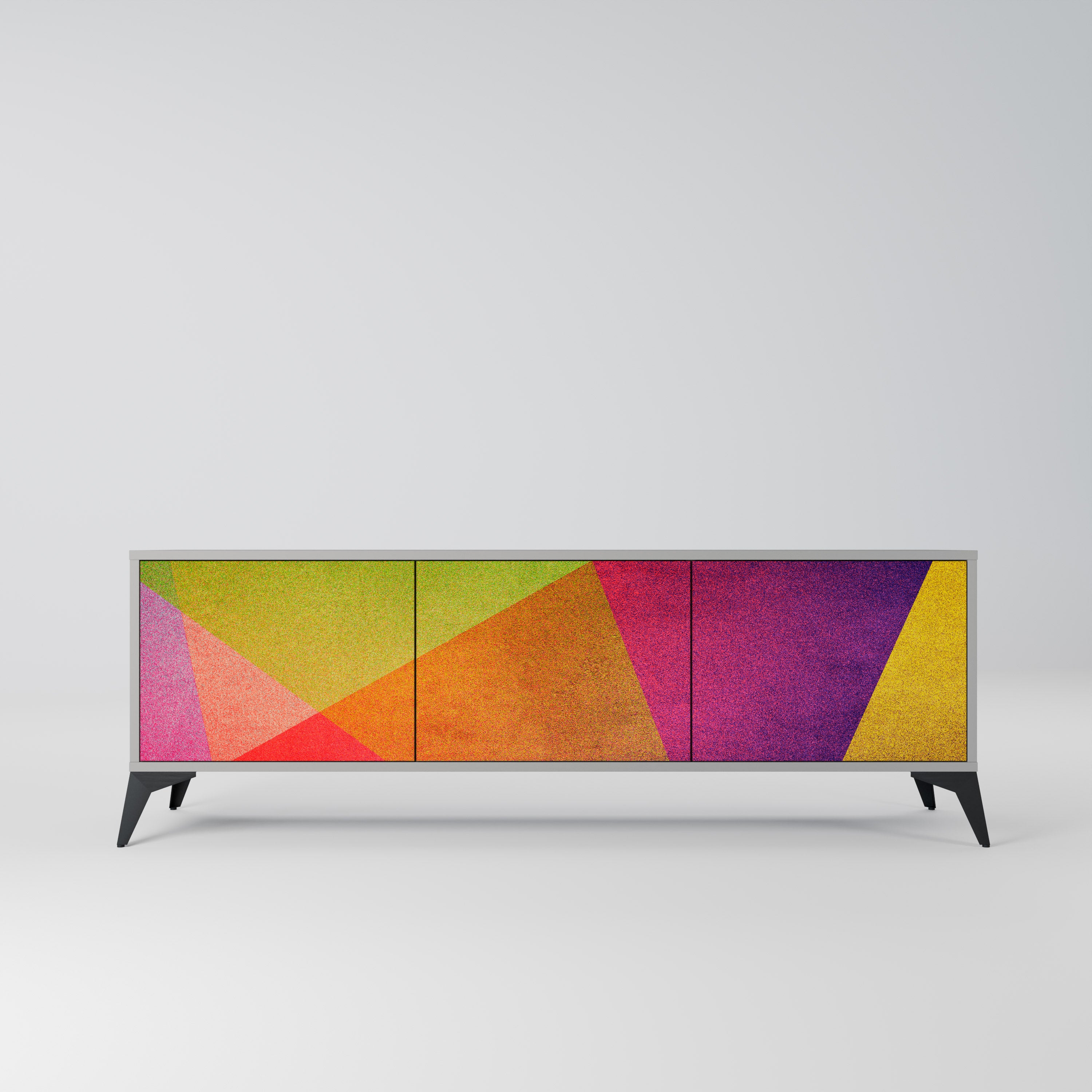 VIVID GEOMETRY Szafka RTV 3-drzwiowa korpus Szary