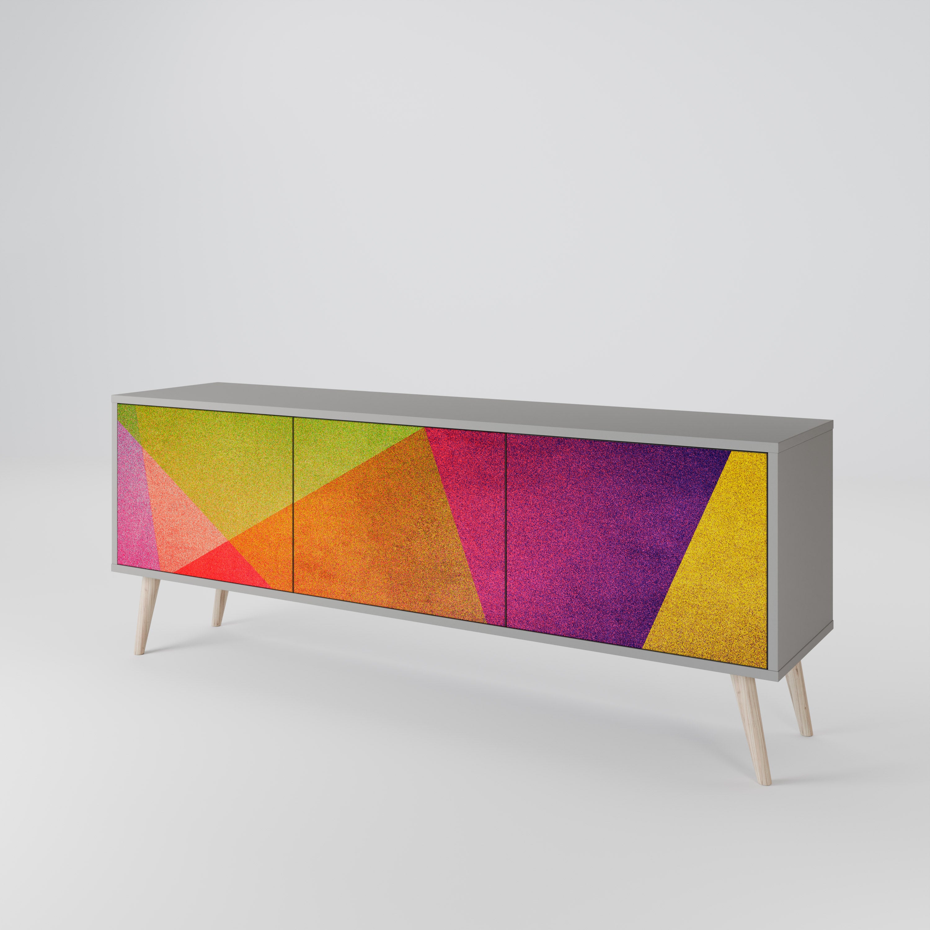 VIVID GEOMETRY Szafka RTV 3-drzwiowa korpus Szary