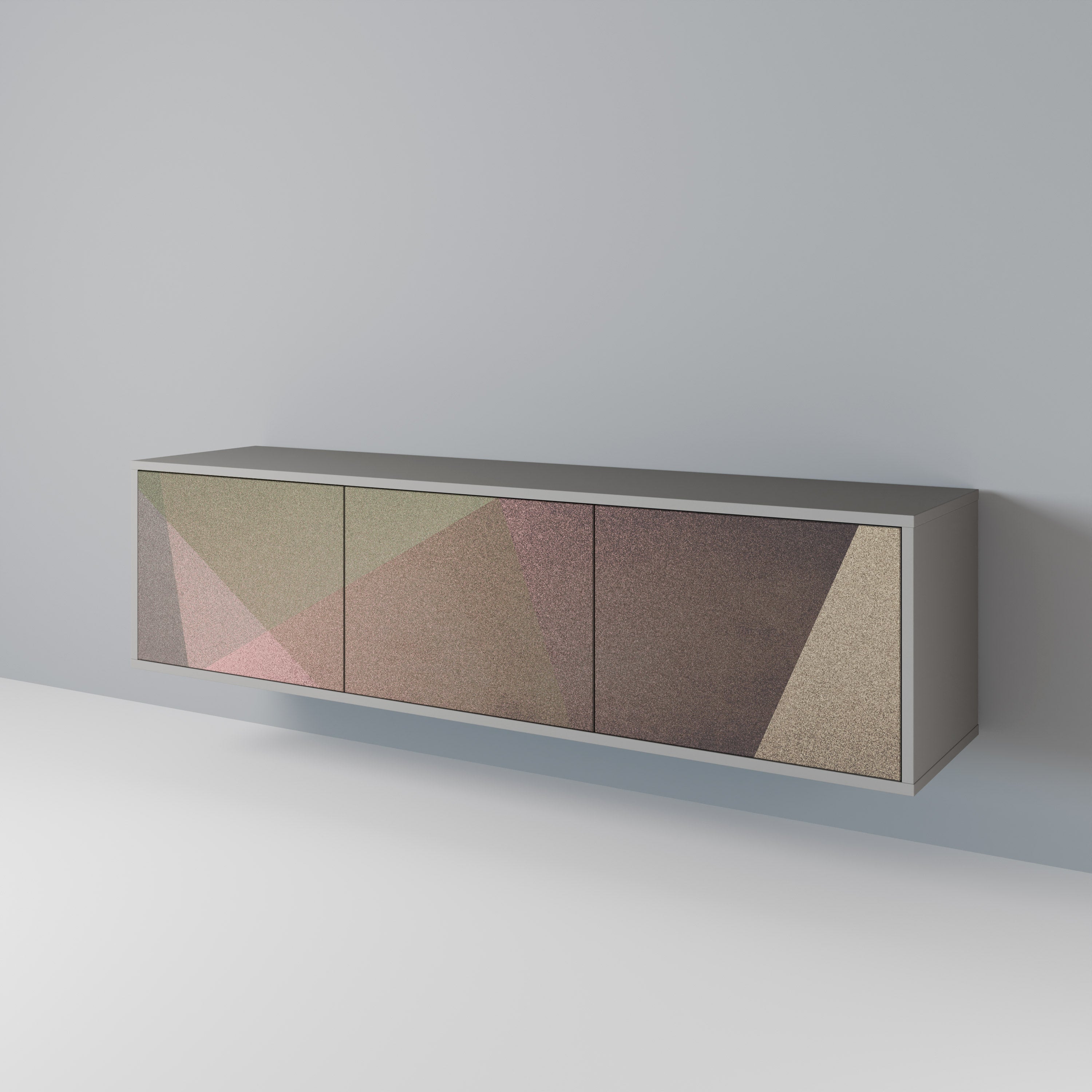 BEIGE GEOMETRY Szafka RTV 3-drzwiowa korpus Szary