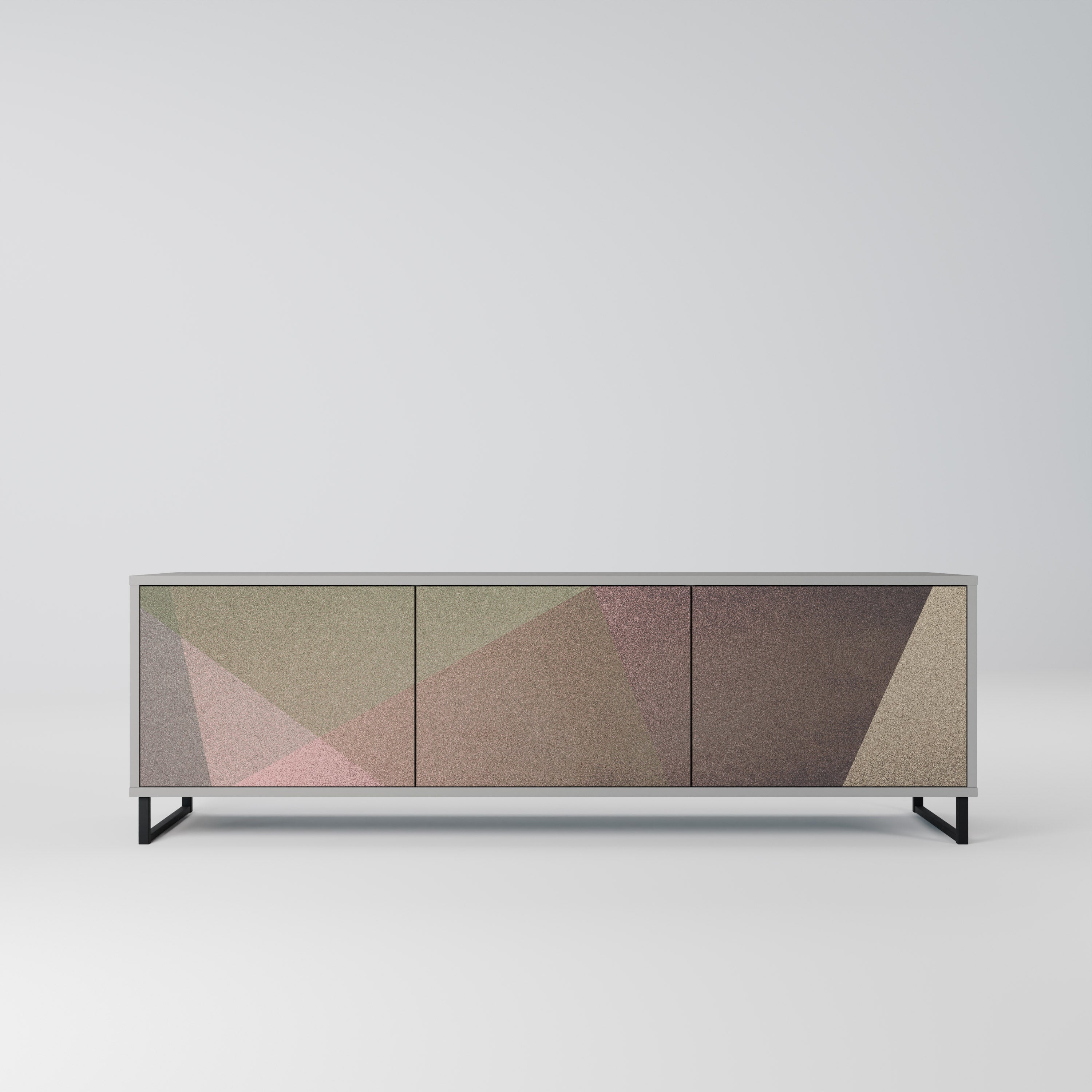 BEIGE GEOMETRY Szafka RTV 3-drzwiowa korpus Szary