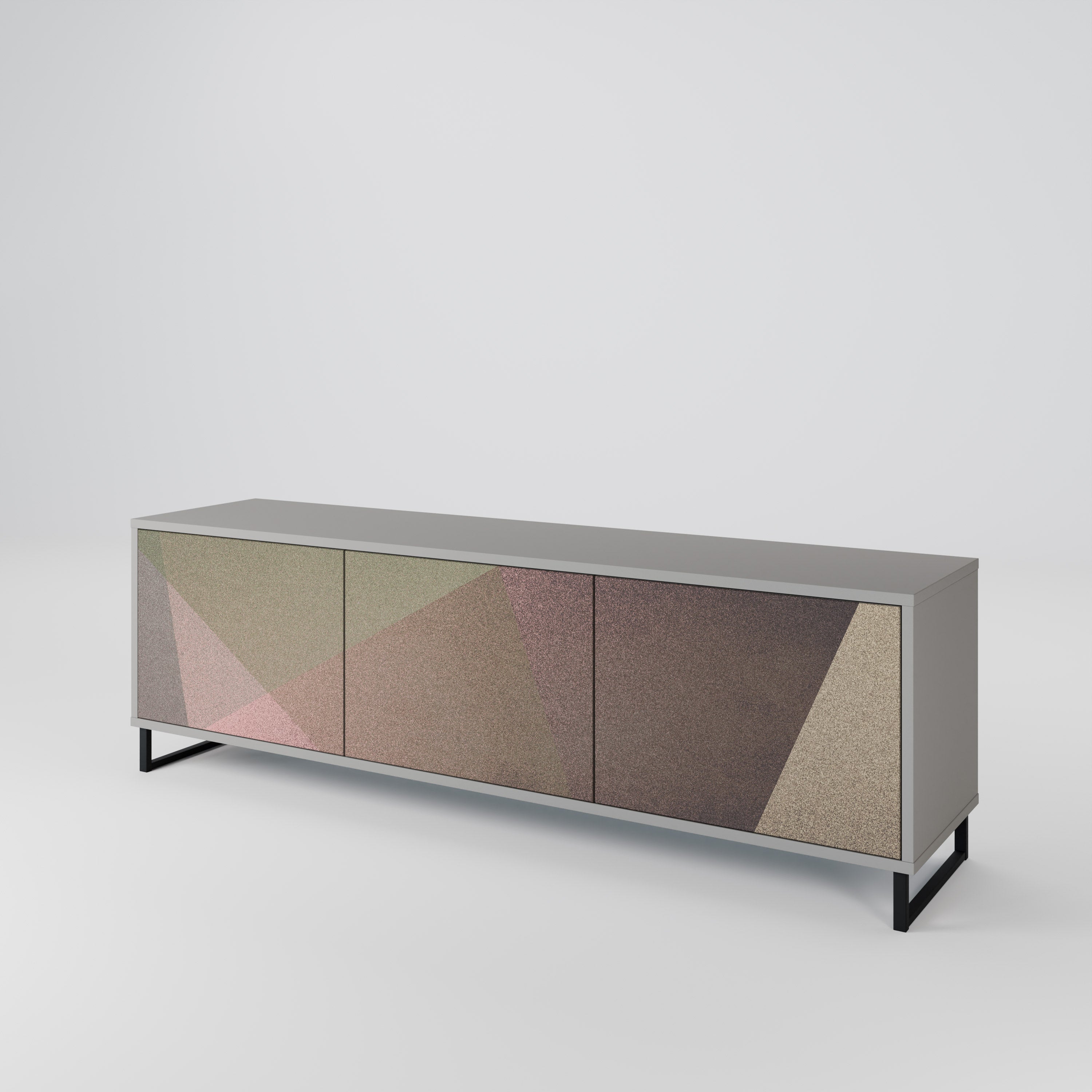 BEIGE GEOMETRY Szafka RTV 3-drzwiowa korpus Szary