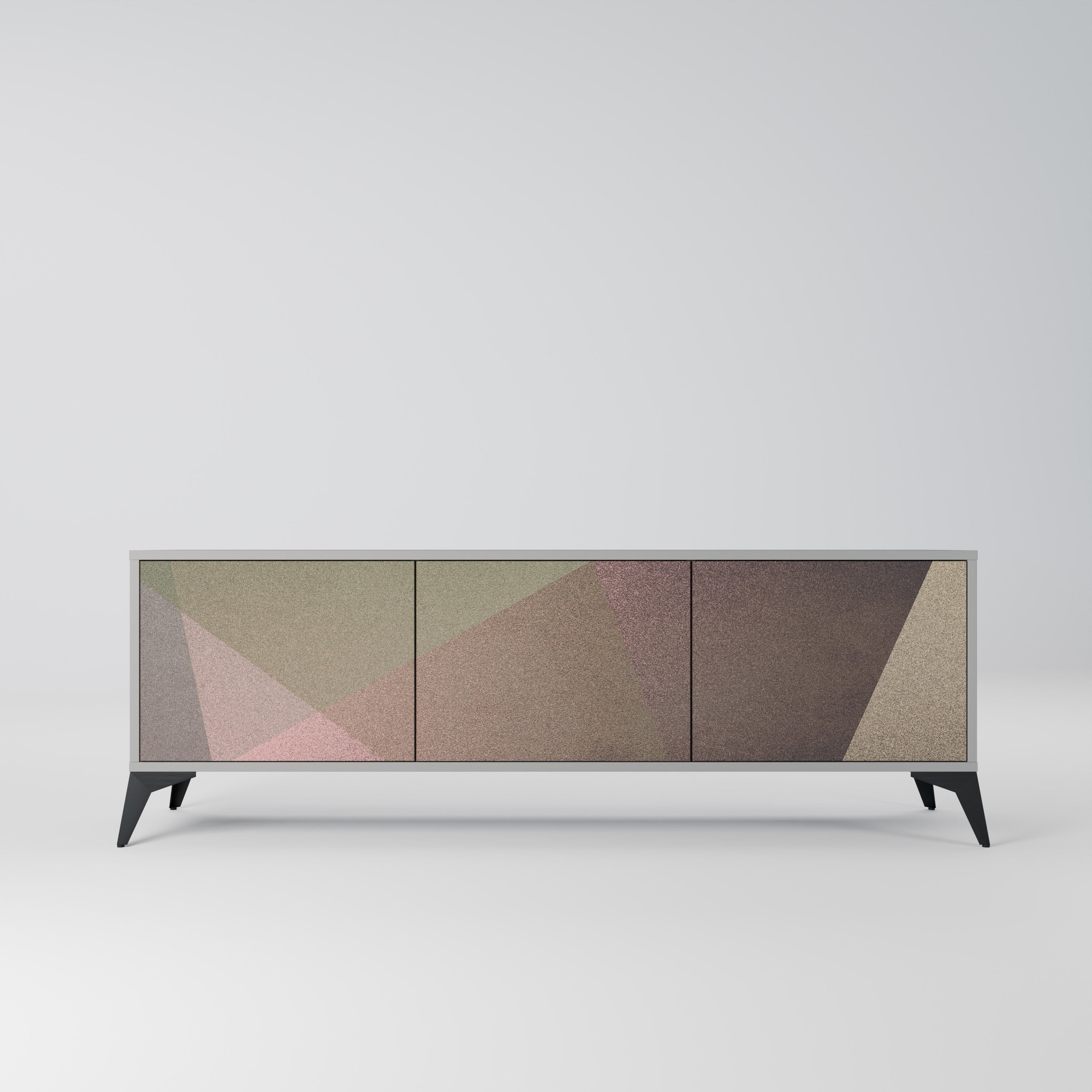 BEIGE GEOMETRY Szafka RTV 3-drzwiowa korpus Szary