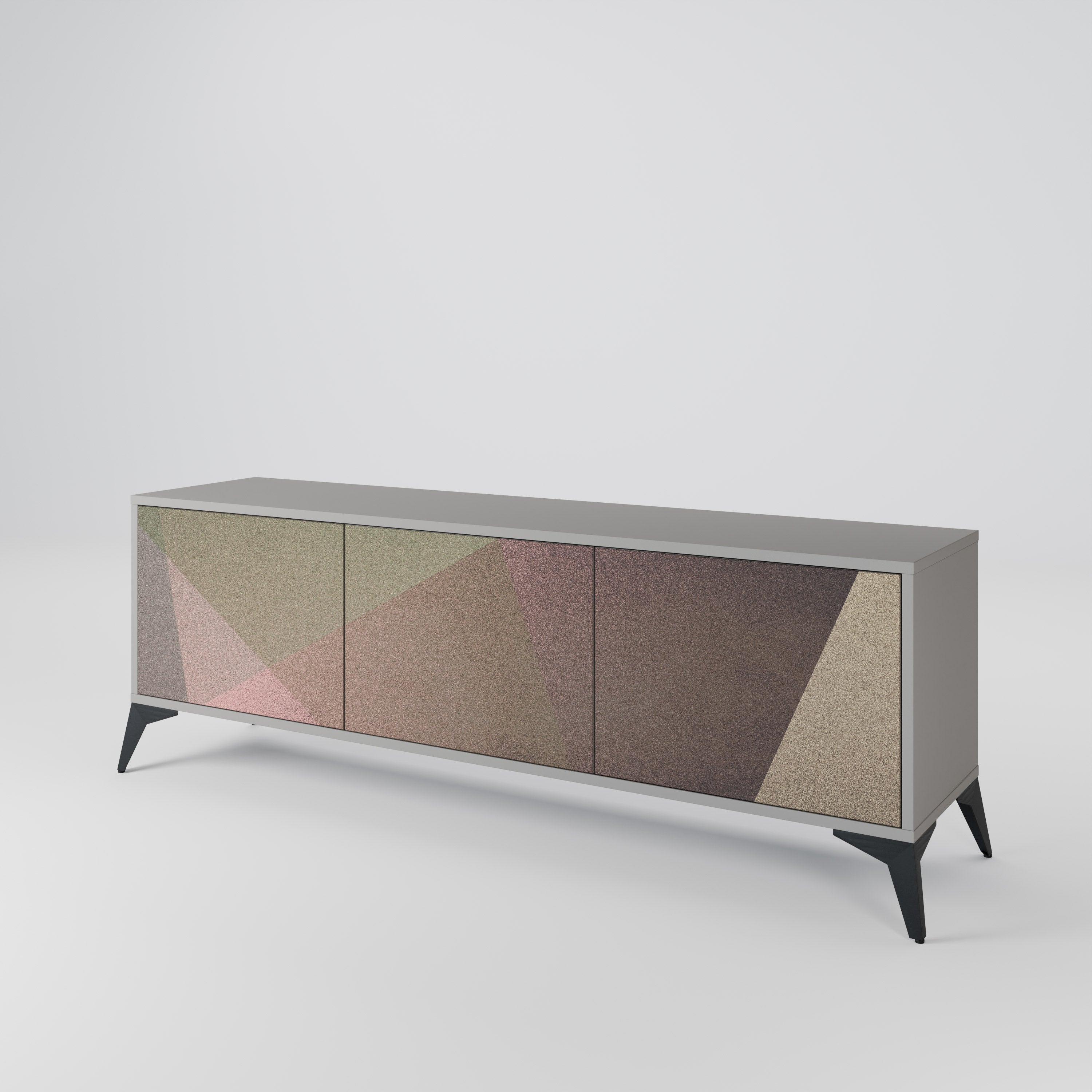 BEIGE GEOMETRY Szafka RTV 3-drzwiowa korpus Szary