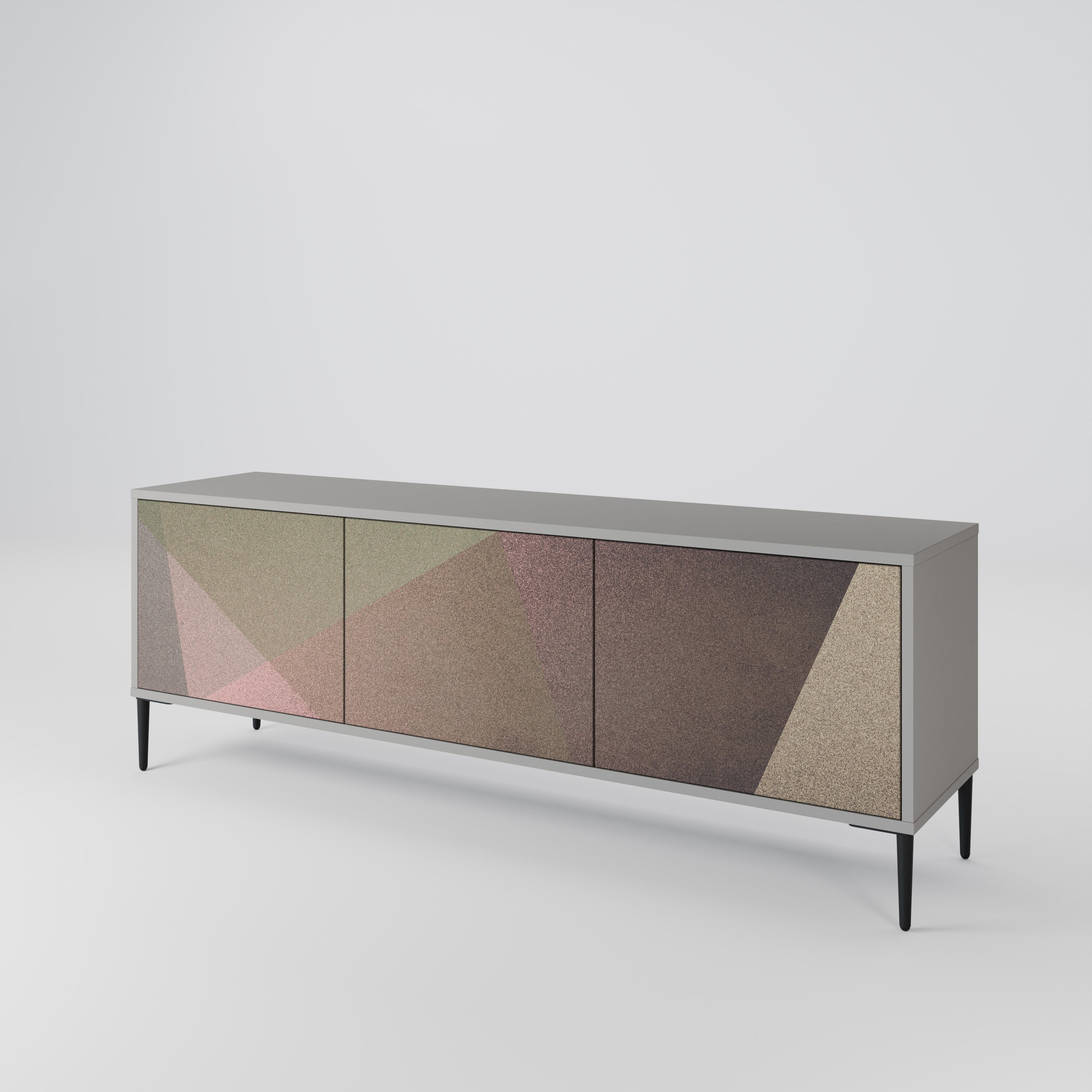 BEIGE GEOMETRY Szafka RTV 3-drzwiowa korpus Szary