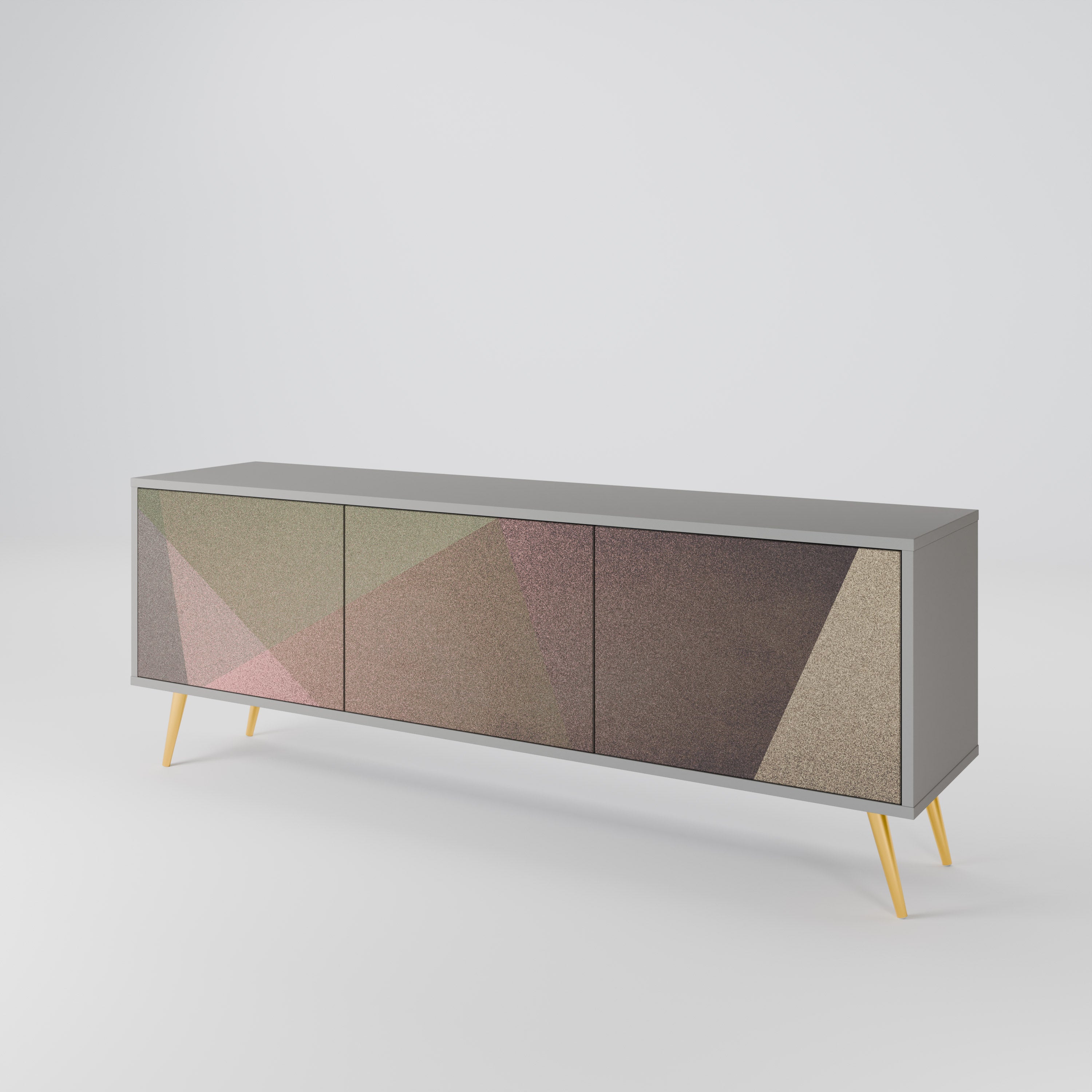 BEIGE GEOMETRY Szafka RTV 3-drzwiowa korpus Szary