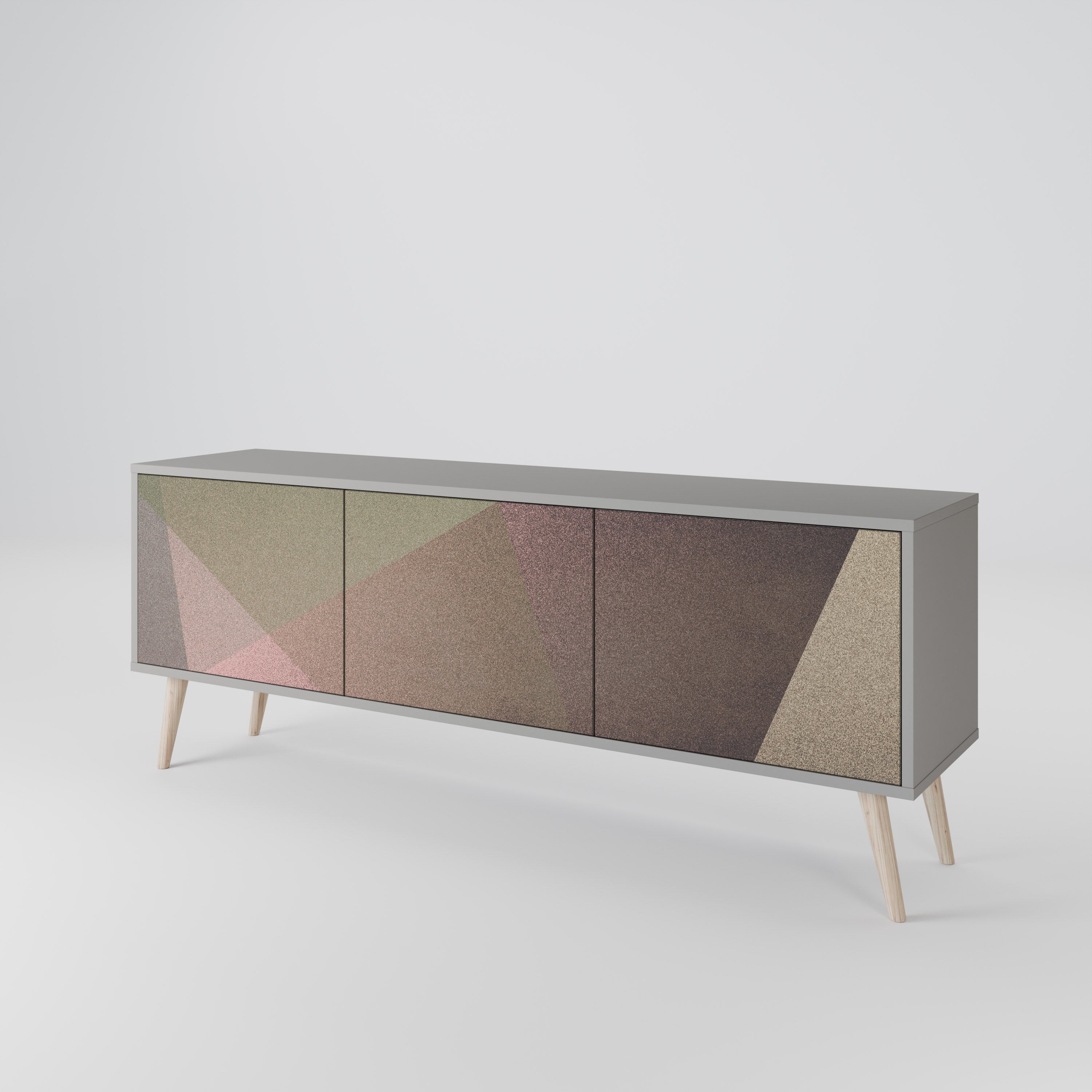 BEIGE GEOMETRY Szafka RTV 3-drzwiowa korpus Szary
