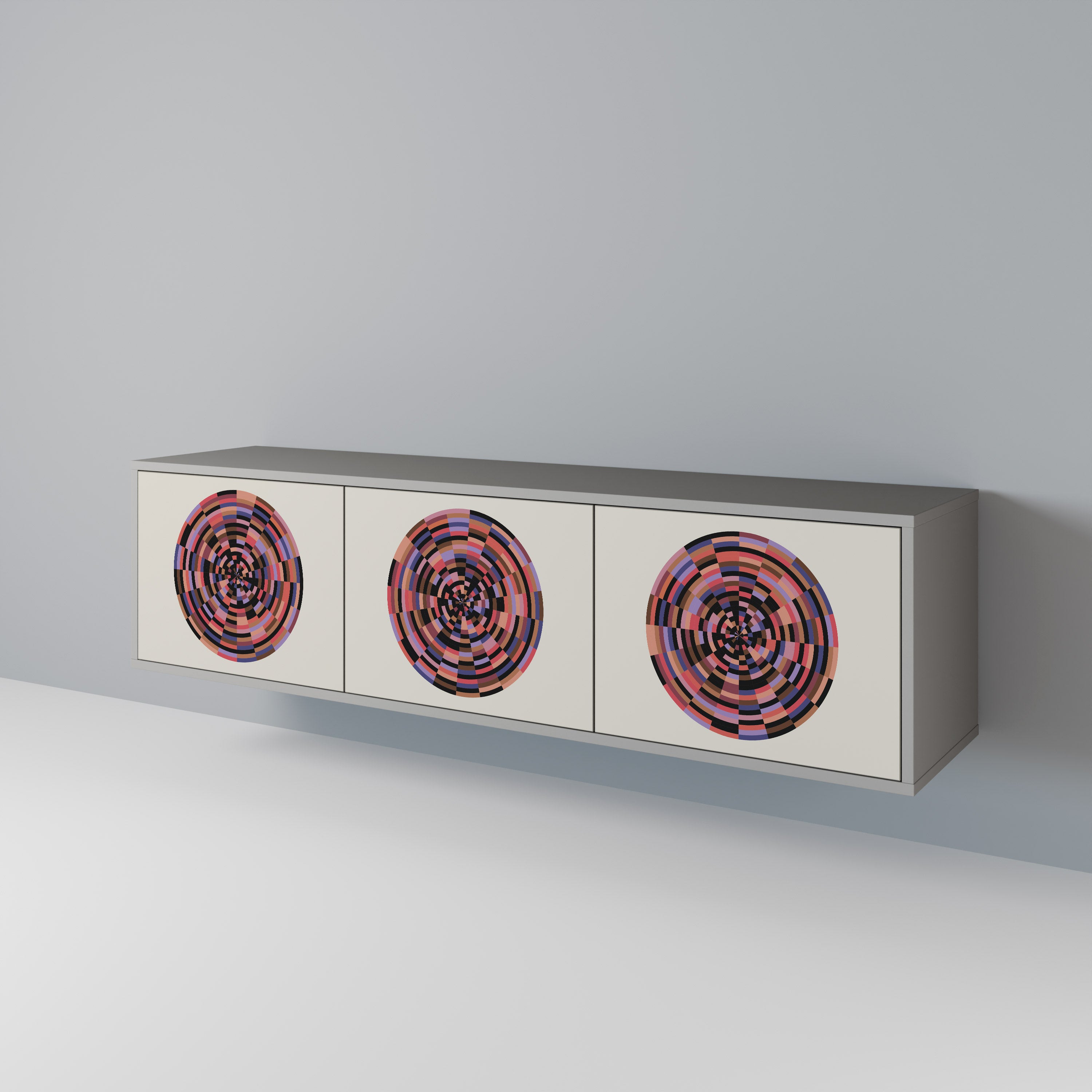 BROWN CIRCLES Szafka RTV 3-drzwiowa korpus Szary
