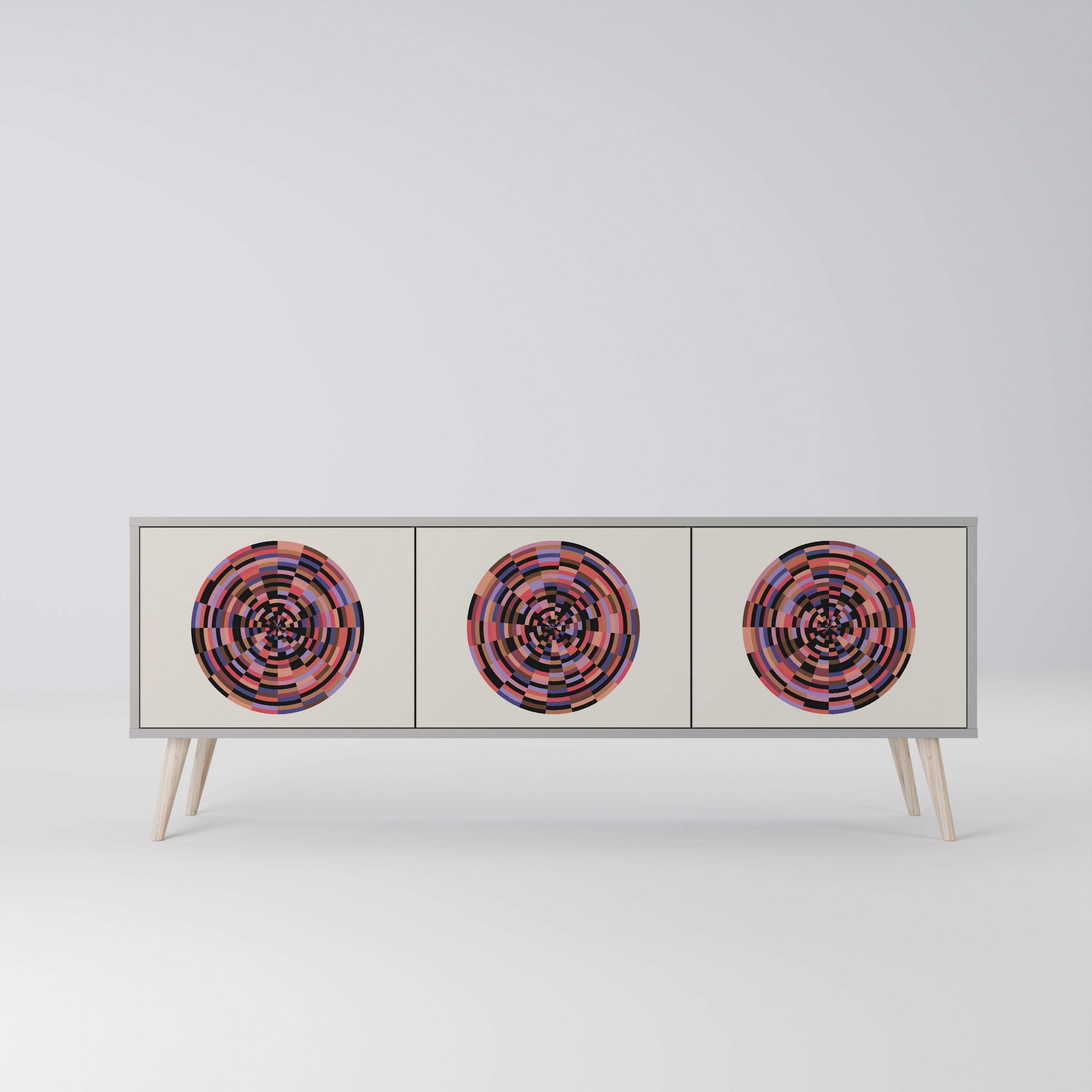 BROWN CIRCLES Szafka RTV 3-drzwiowa korpus Szary