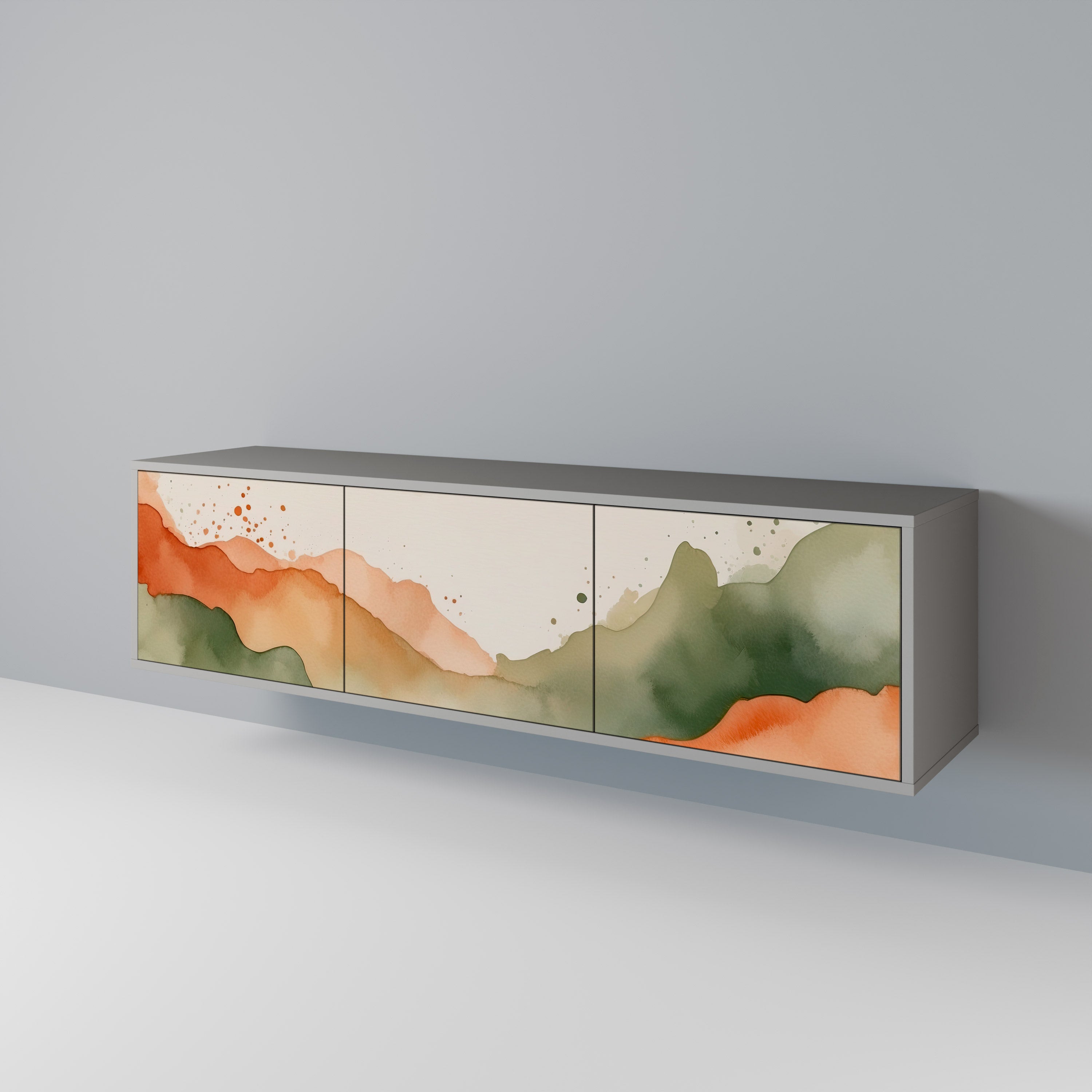 WATERCOLOUR PEAKS Szafka RTV 3-drzwiowa korpus Szary
