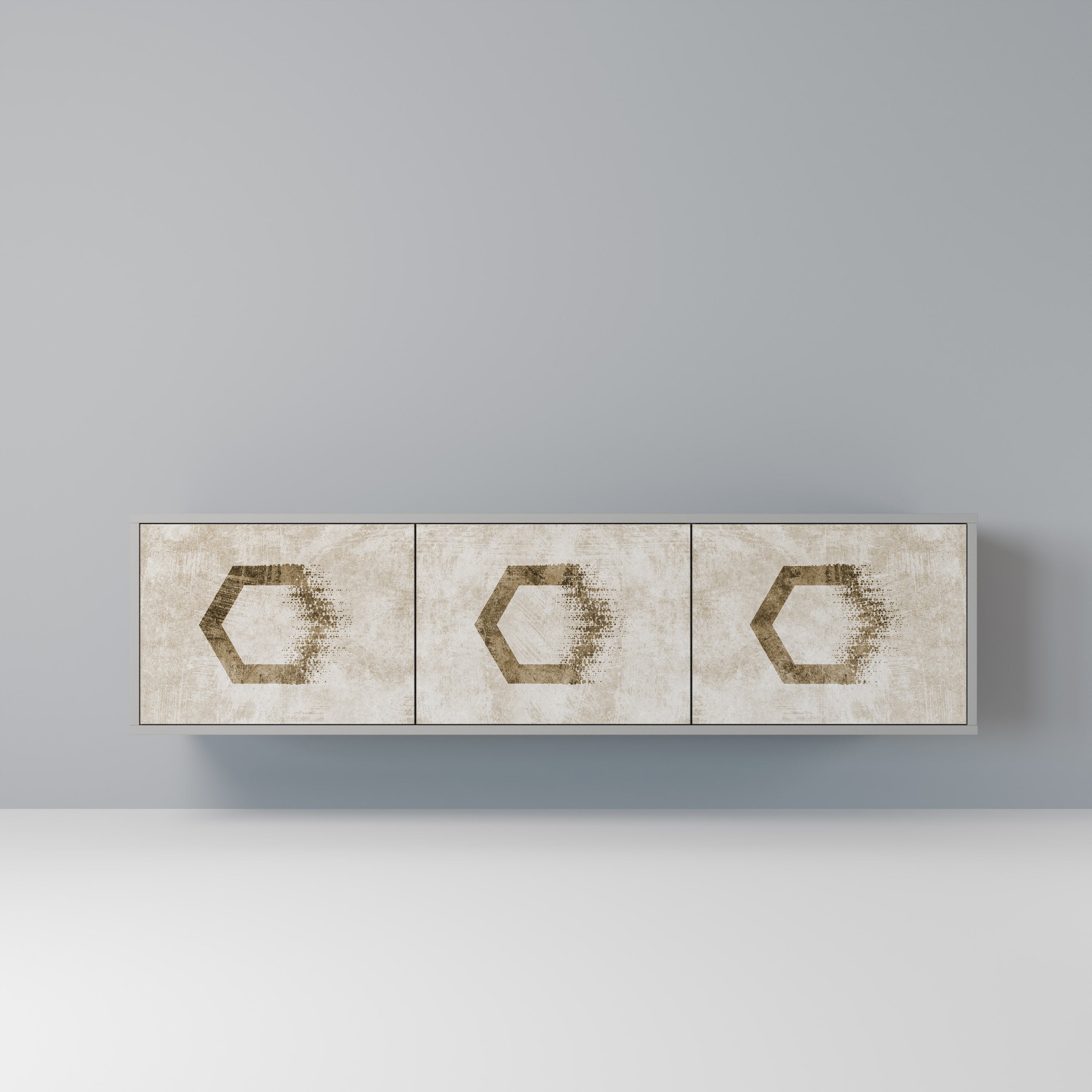 HEXAGONAL SHAPES Szafka RTV 3-drzwiowa korpus Szary