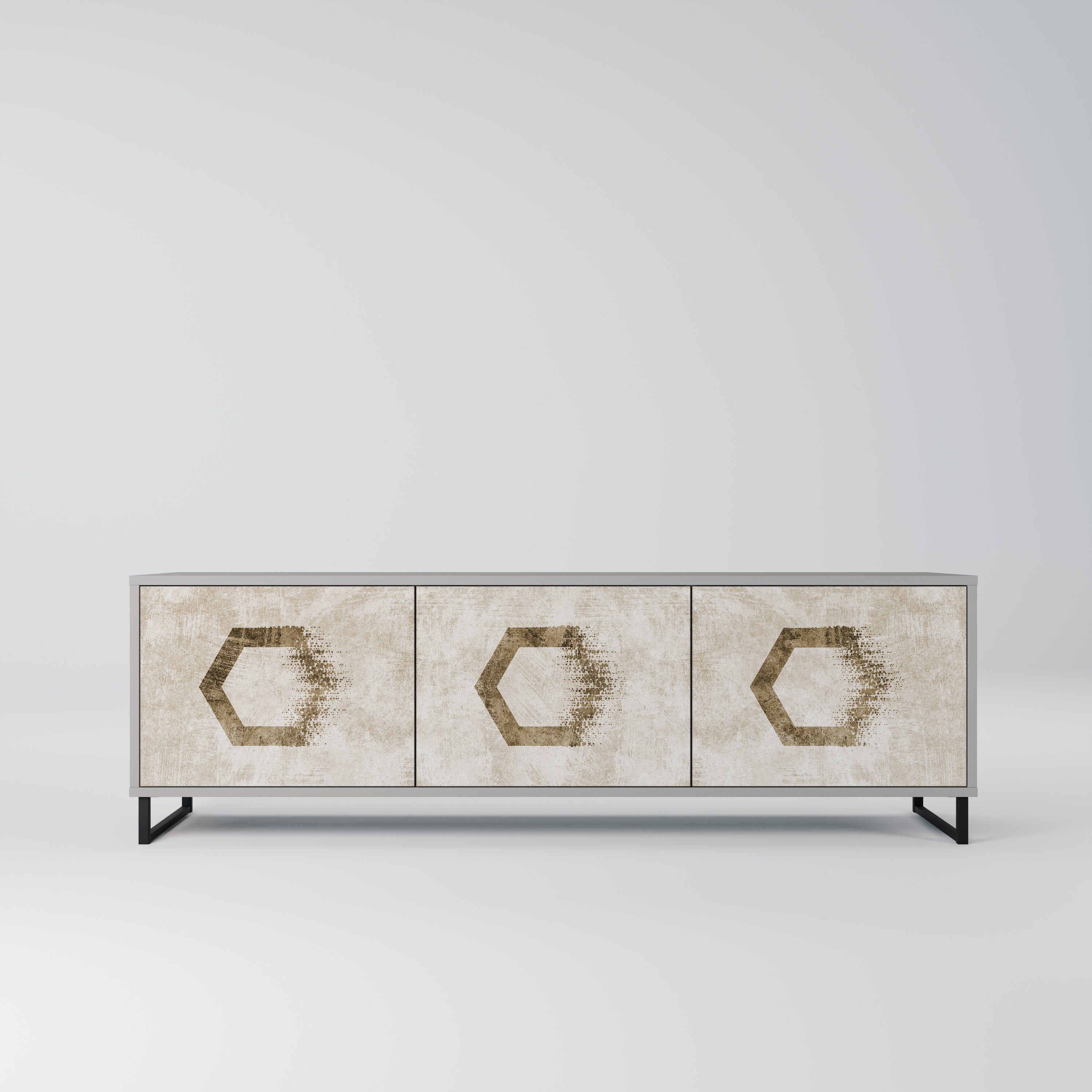 HEXAGONAL SHAPES Szafka RTV 3-drzwiowa korpus Szary