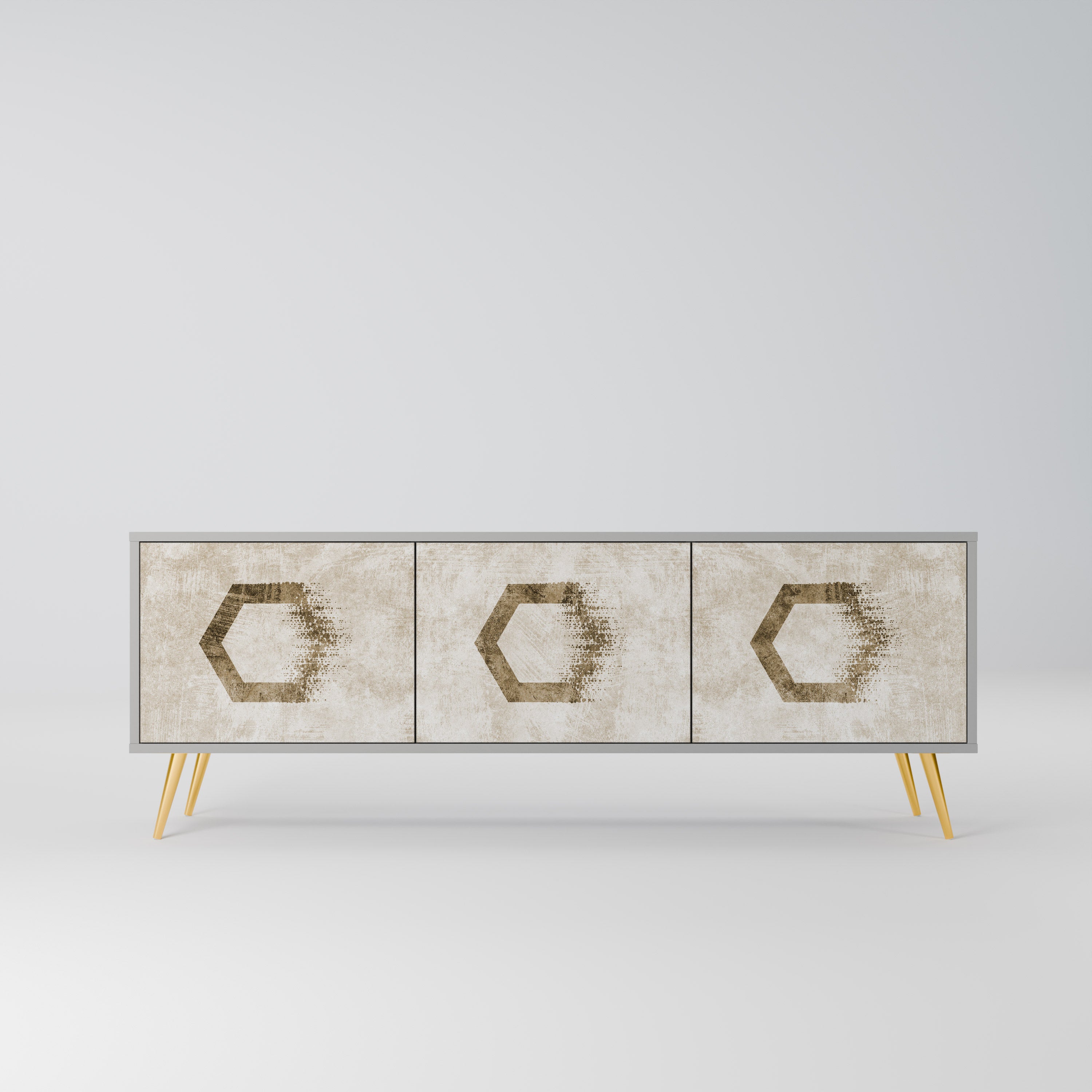 HEXAGONAL SHAPES Szafka RTV 3-drzwiowa korpus Szary