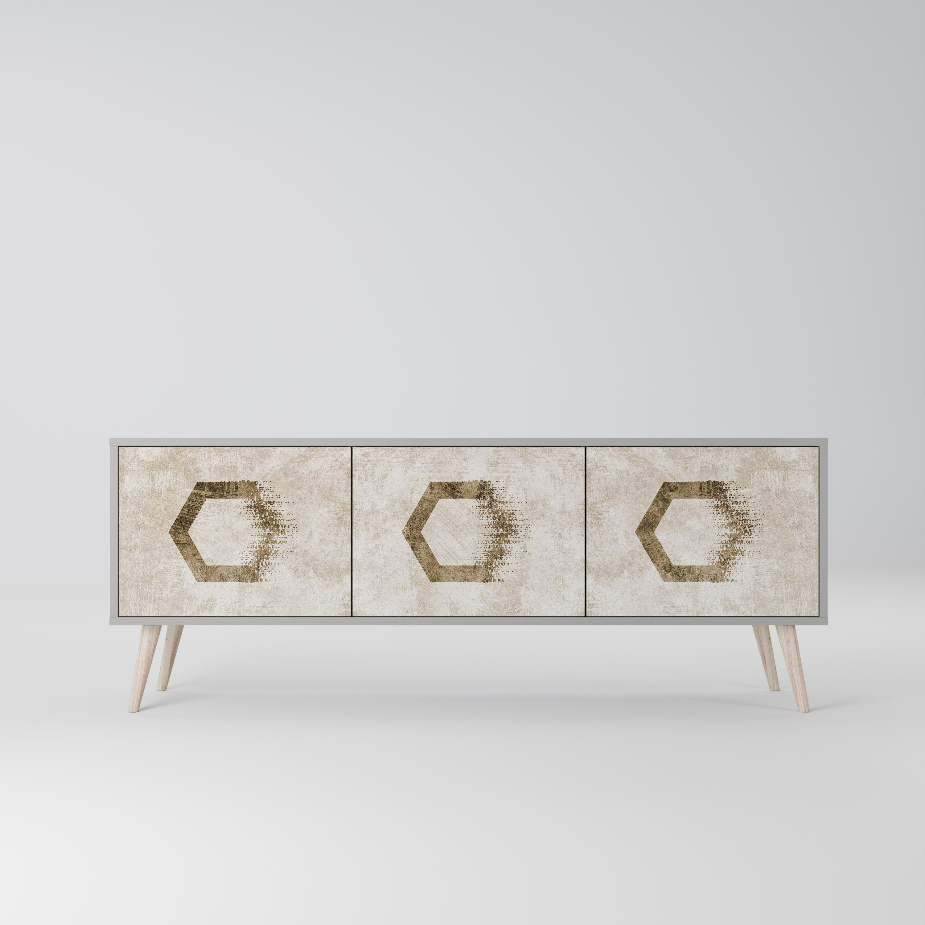 HEXAGONAL SHAPES Szafka RTV 3-drzwiowa korpus Szary