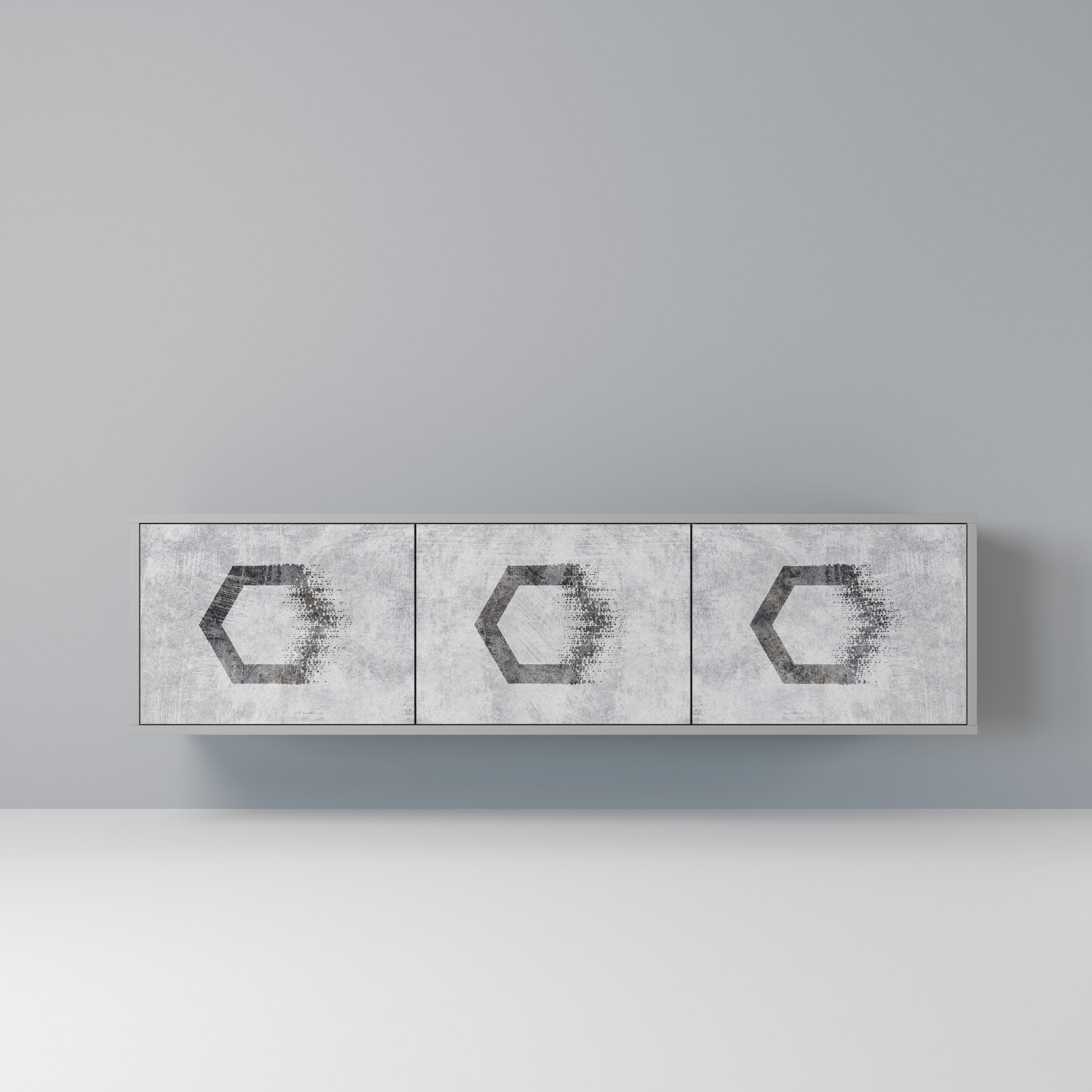 HEXAGONAL FIGURES Szafka RTV 3-drzwiowa korpus Szary