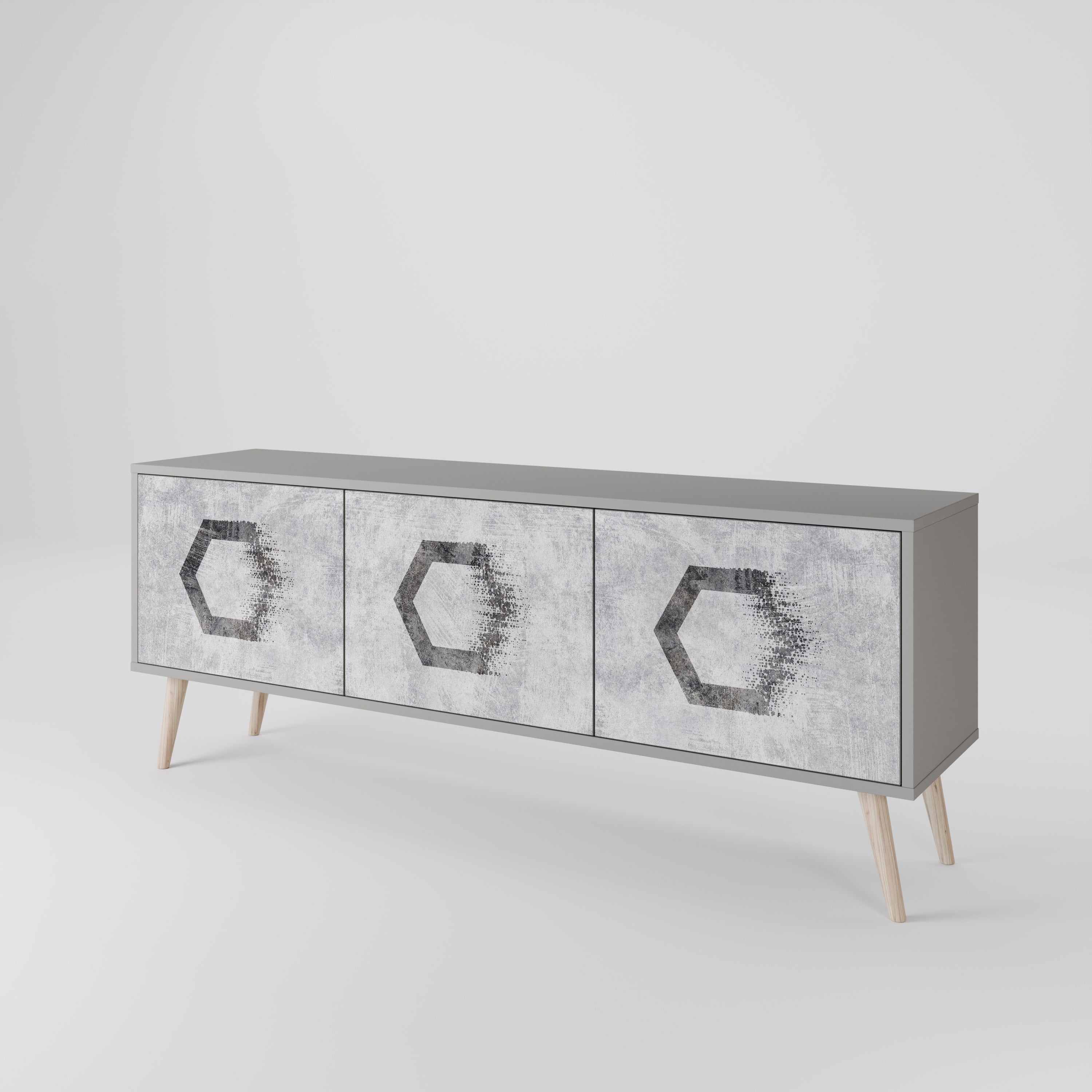 HEXAGONAL FIGURES Szafka RTV 3-drzwiowa korpus Szary