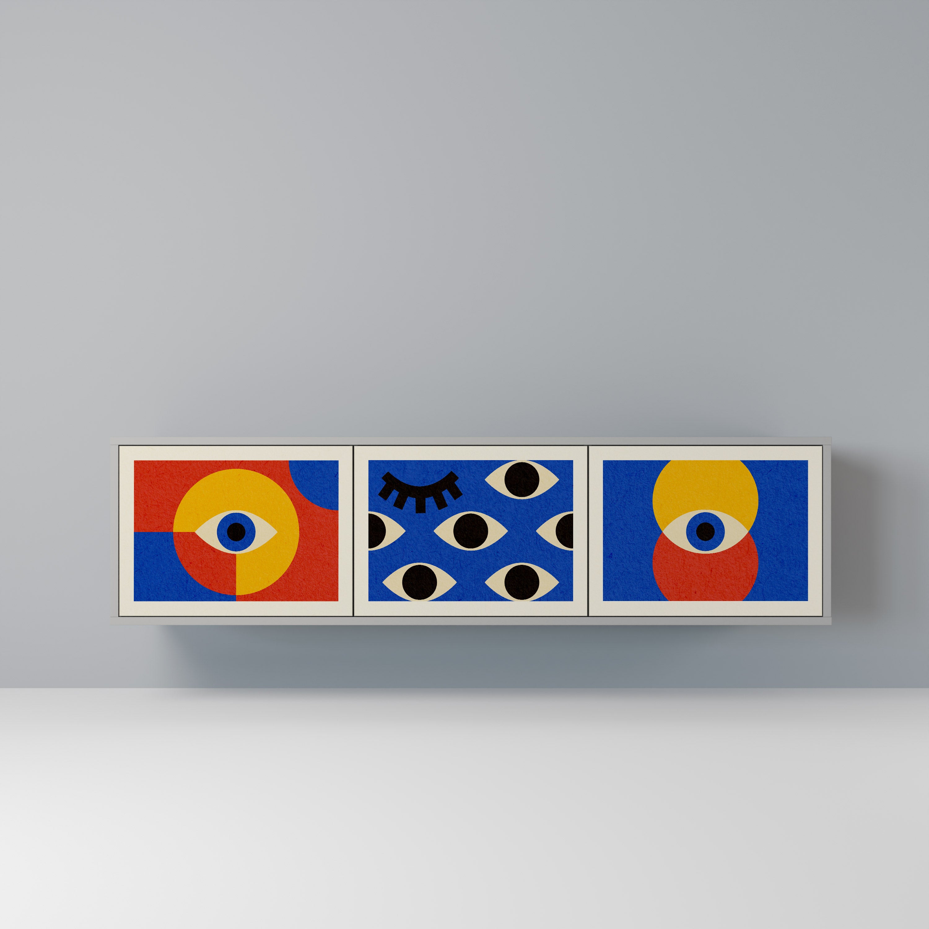 GEOMETRIC EYES Szafka RTV 3-drzwiowa korpus Szary