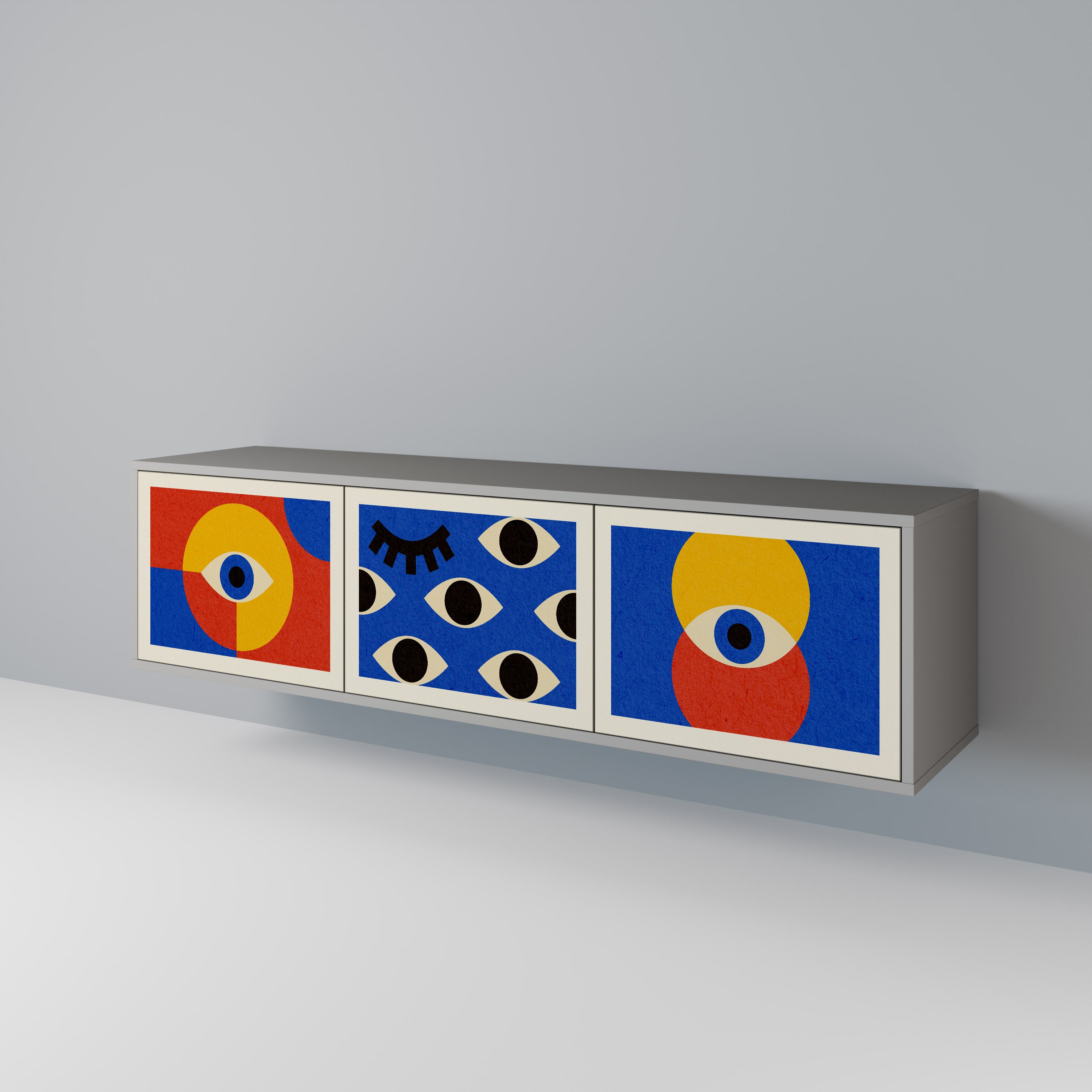 GEOMETRIC EYES Szafka RTV 3-drzwiowa korpus Szary
