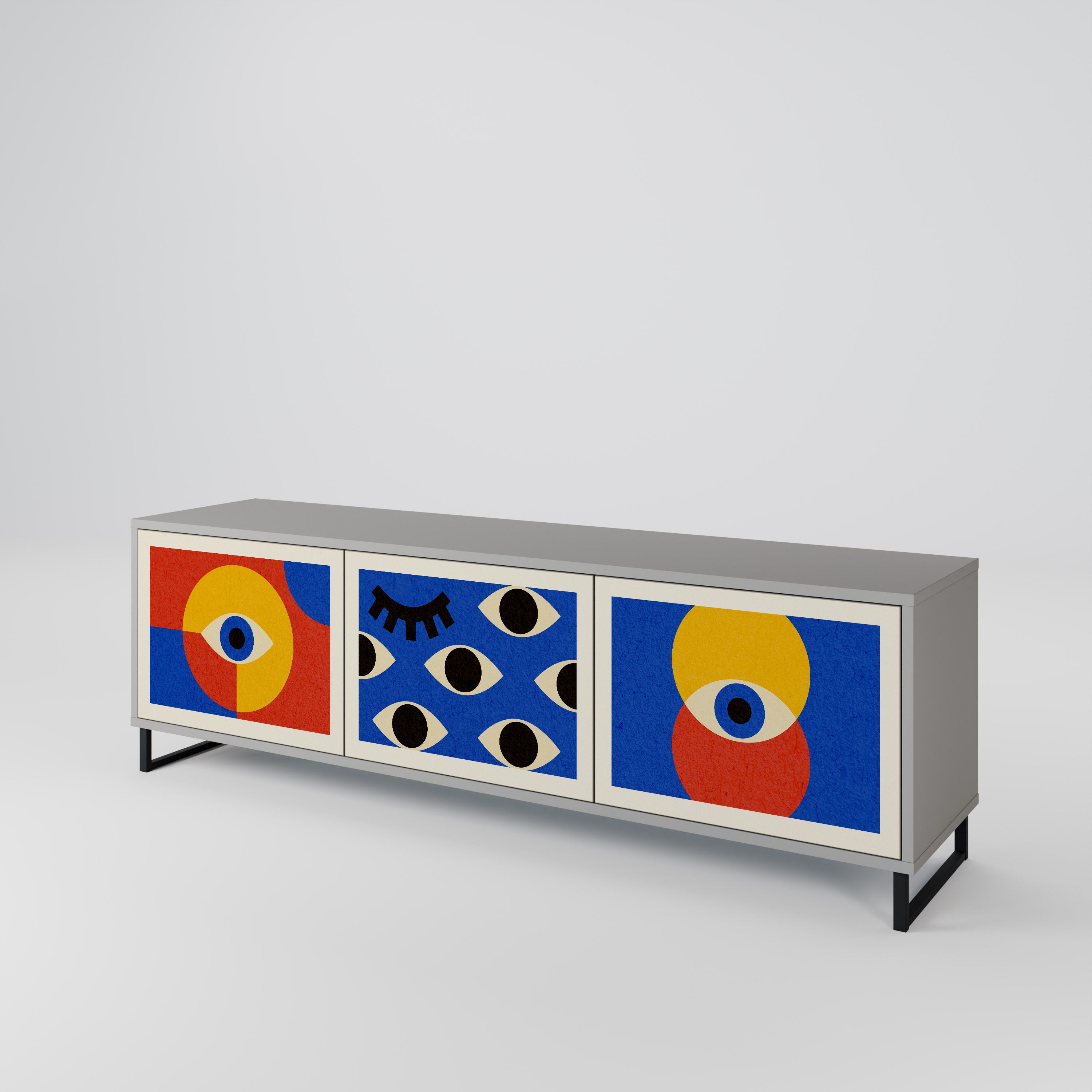 GEOMETRIC EYES Szafka RTV 3-drzwiowa korpus Szary