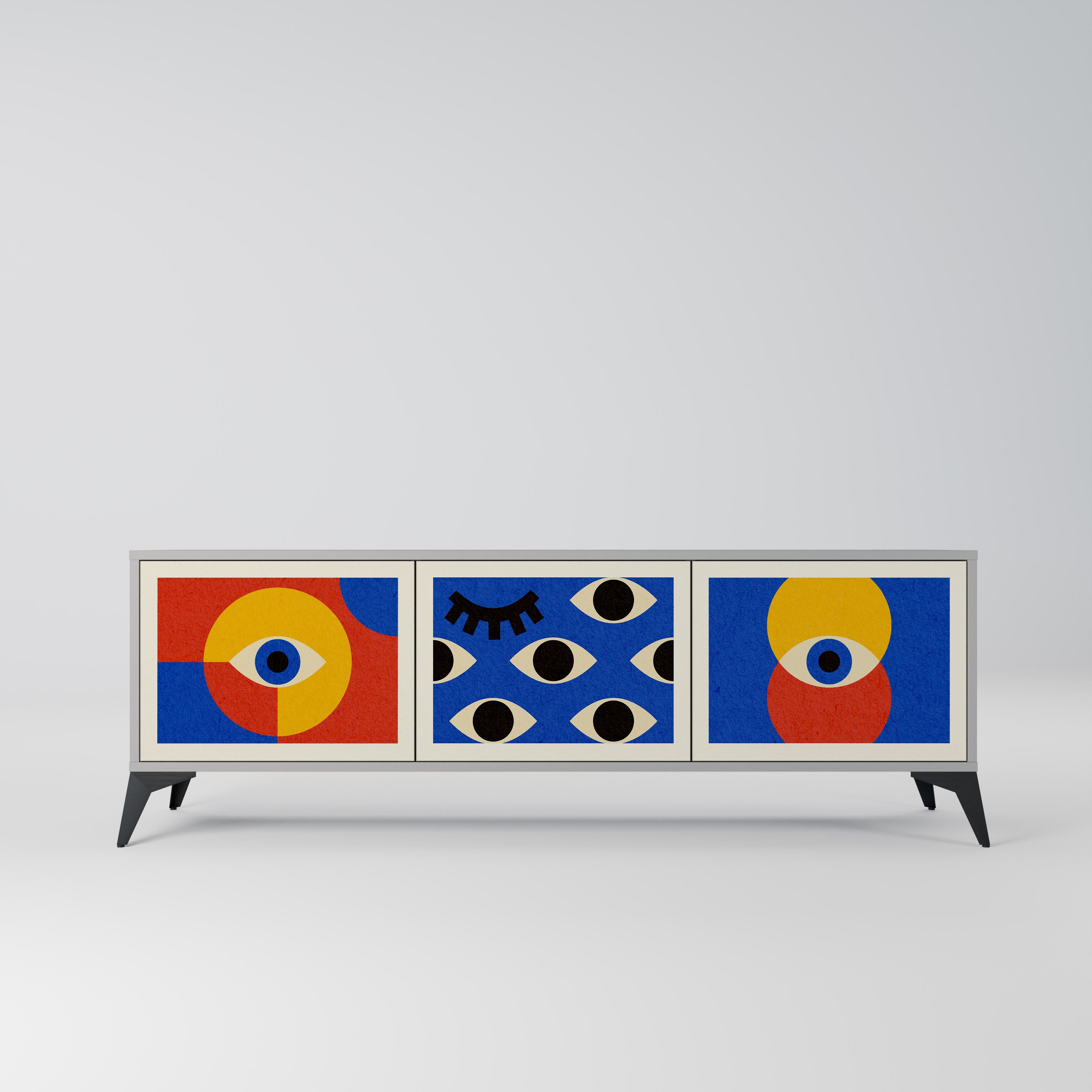 GEOMETRIC EYES Szafka RTV 3-drzwiowa korpus Szary