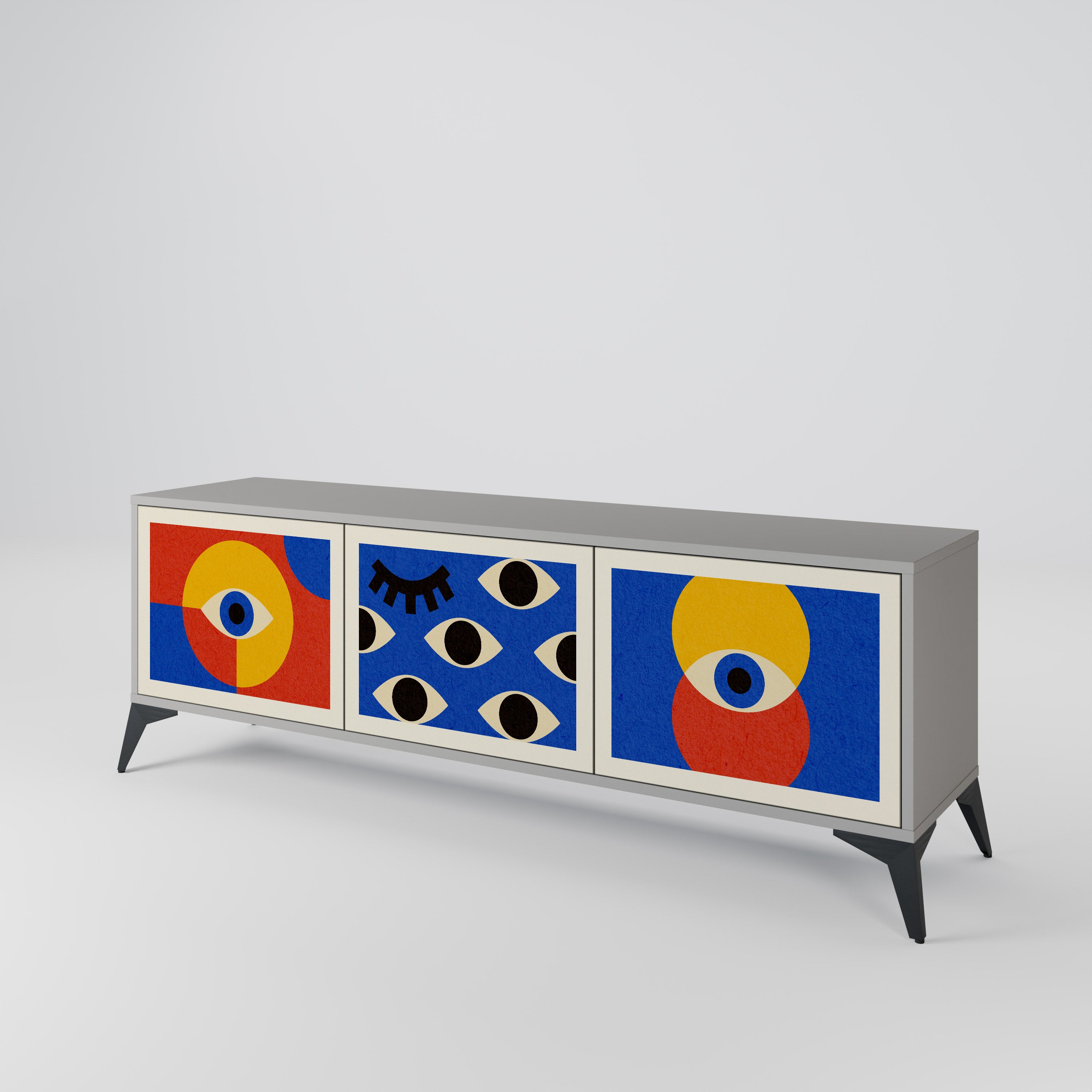 GEOMETRIC EYES Szafka RTV 3-drzwiowa korpus Szary