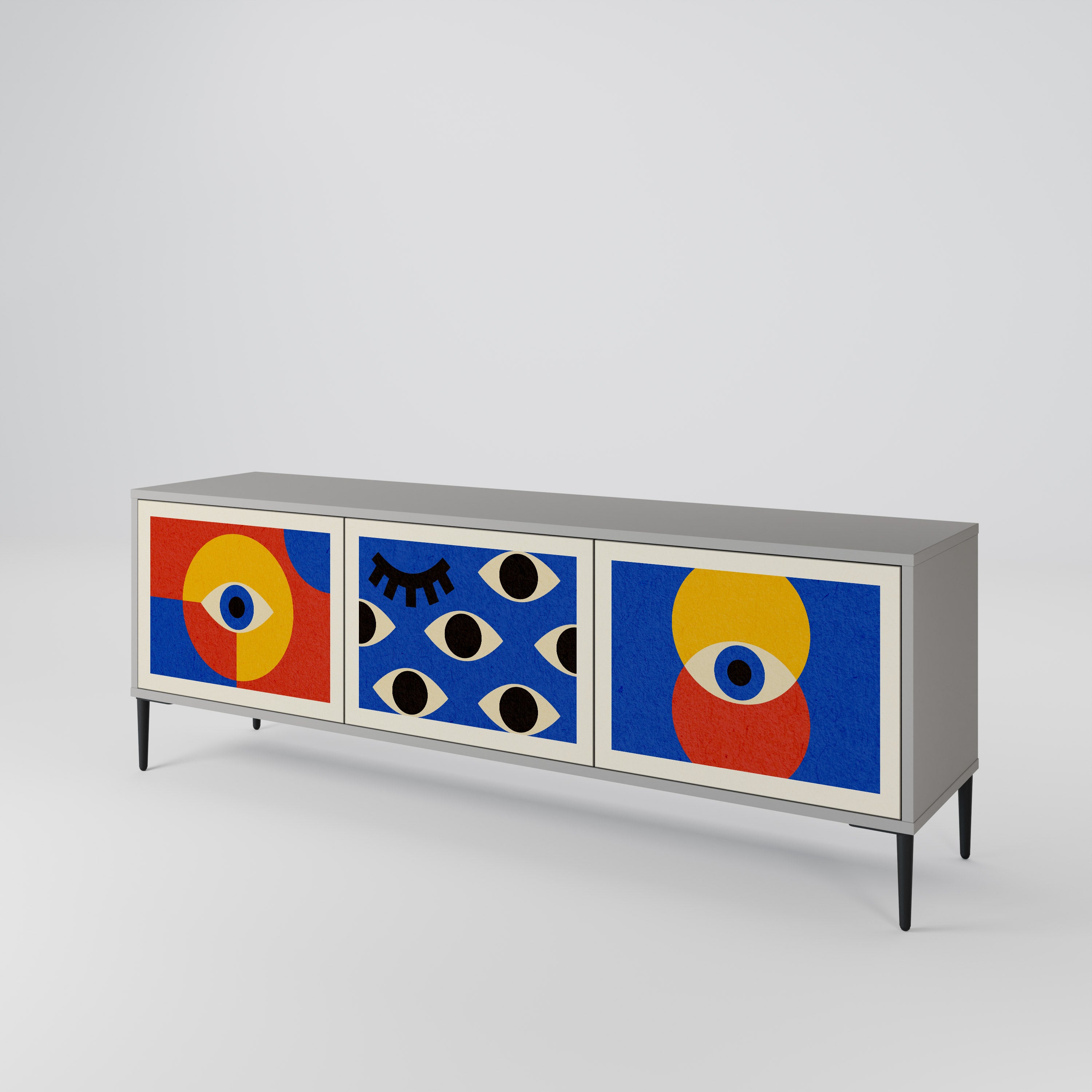 GEOMETRIC EYES Szafka RTV 3-drzwiowa korpus Szary