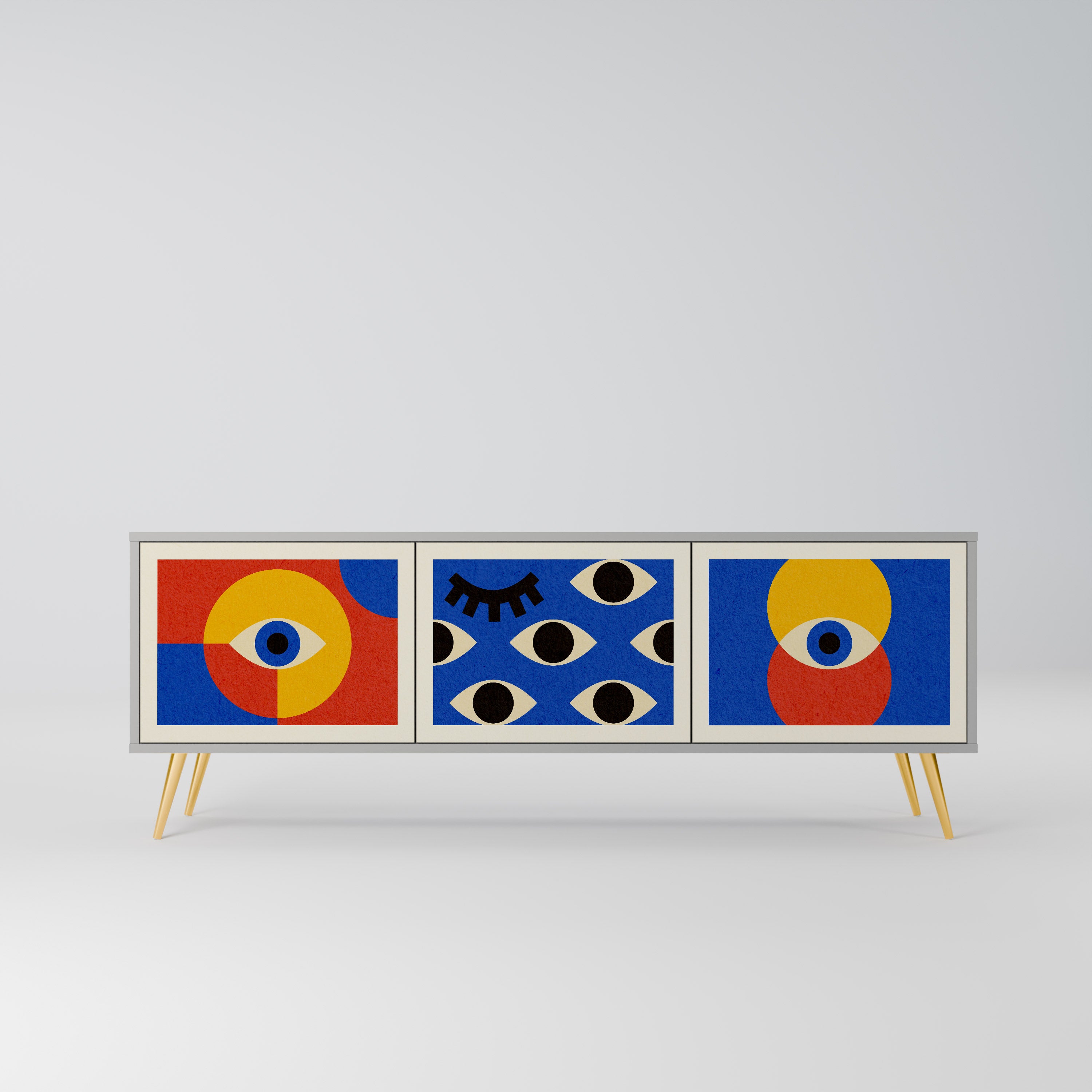 GEOMETRIC EYES Szafka RTV 3-drzwiowa korpus Szary