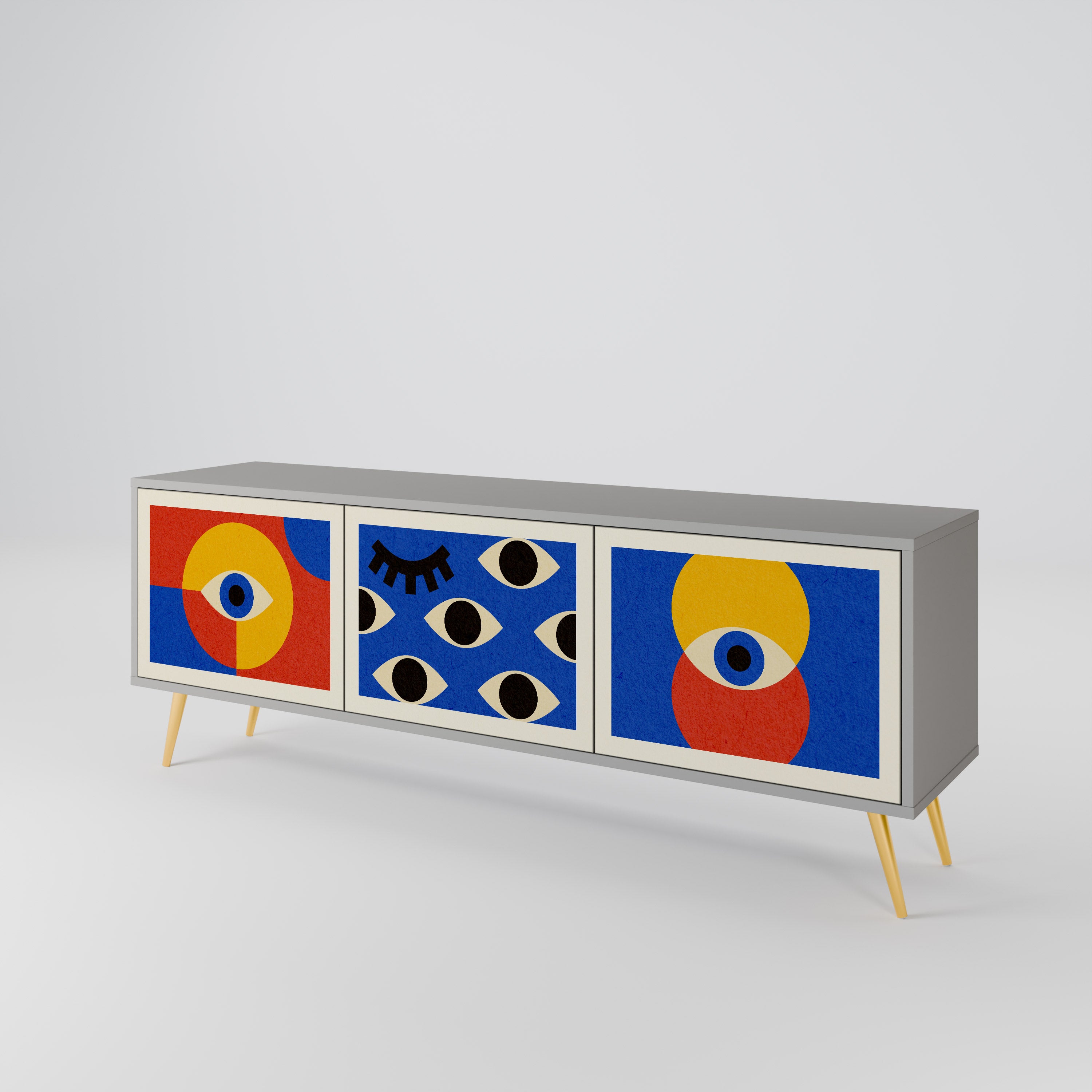 GEOMETRIC EYES Szafka RTV 3-drzwiowa korpus Szary