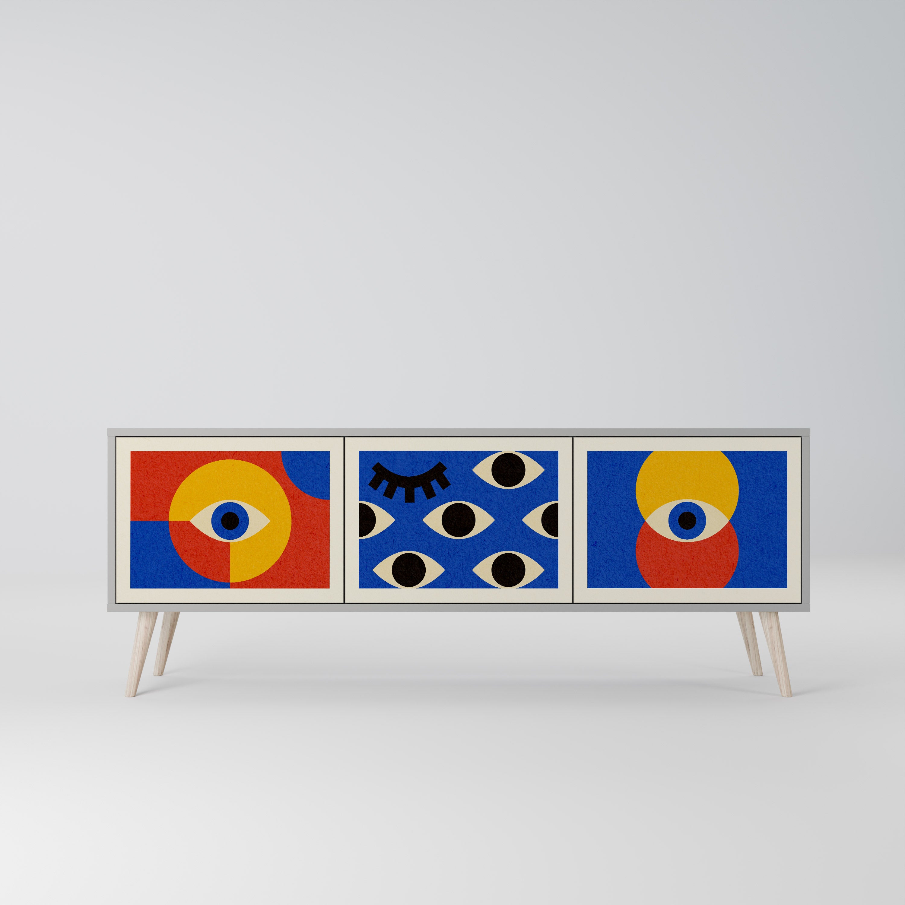 GEOMETRIC EYES Szafka RTV 3-drzwiowa korpus Szary
