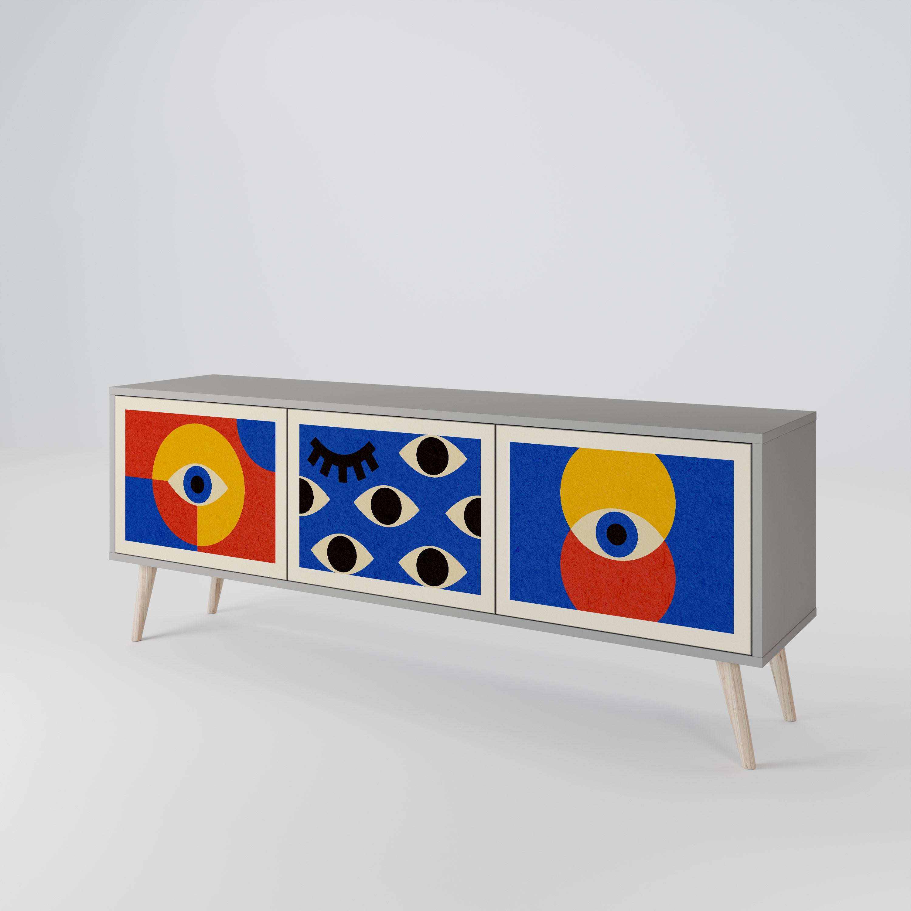 GEOMETRIC EYES Szafka RTV 3-drzwiowa korpus Szary