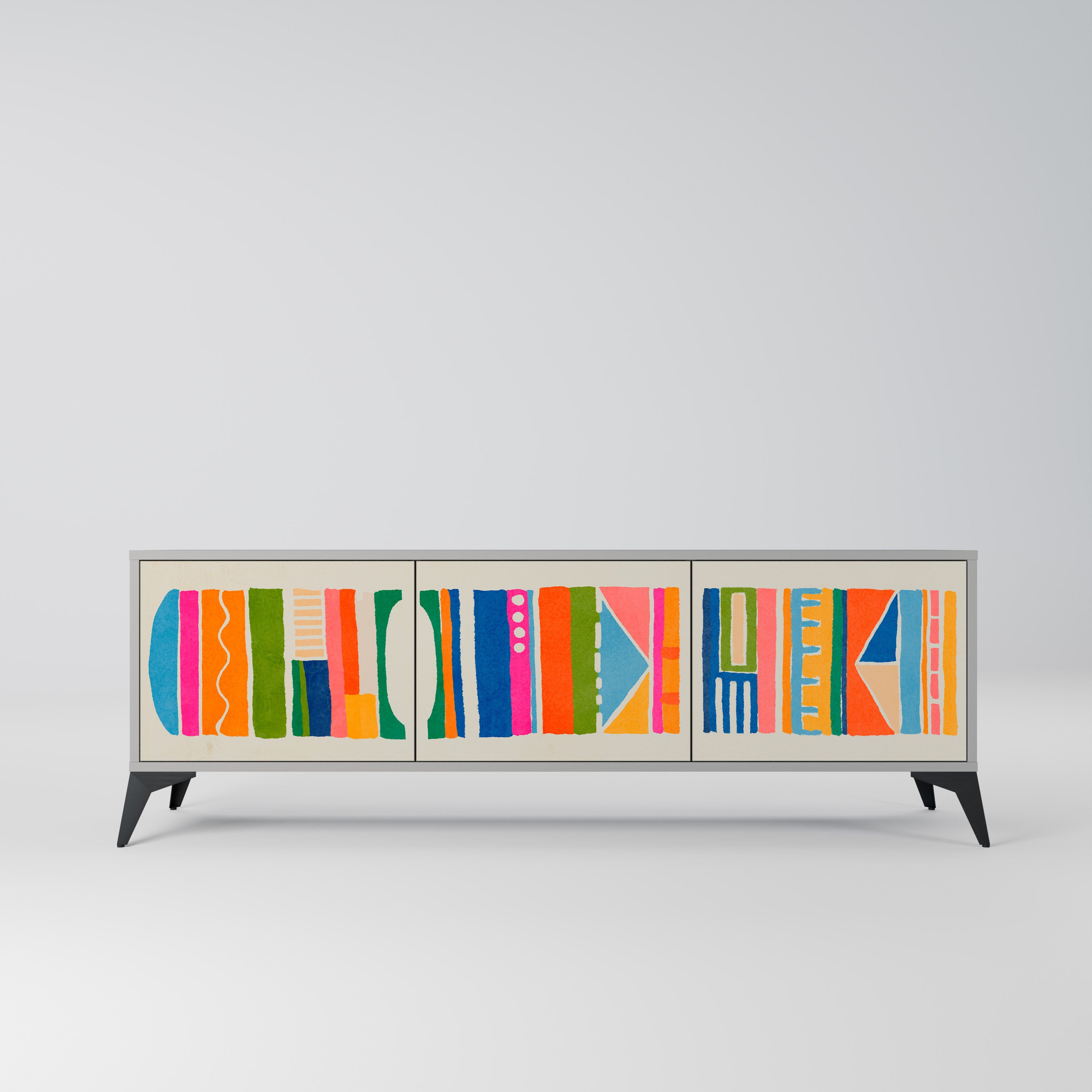 GEOMETRIC SHINE Szafka RTV 3-drzwiowa korpus Szary