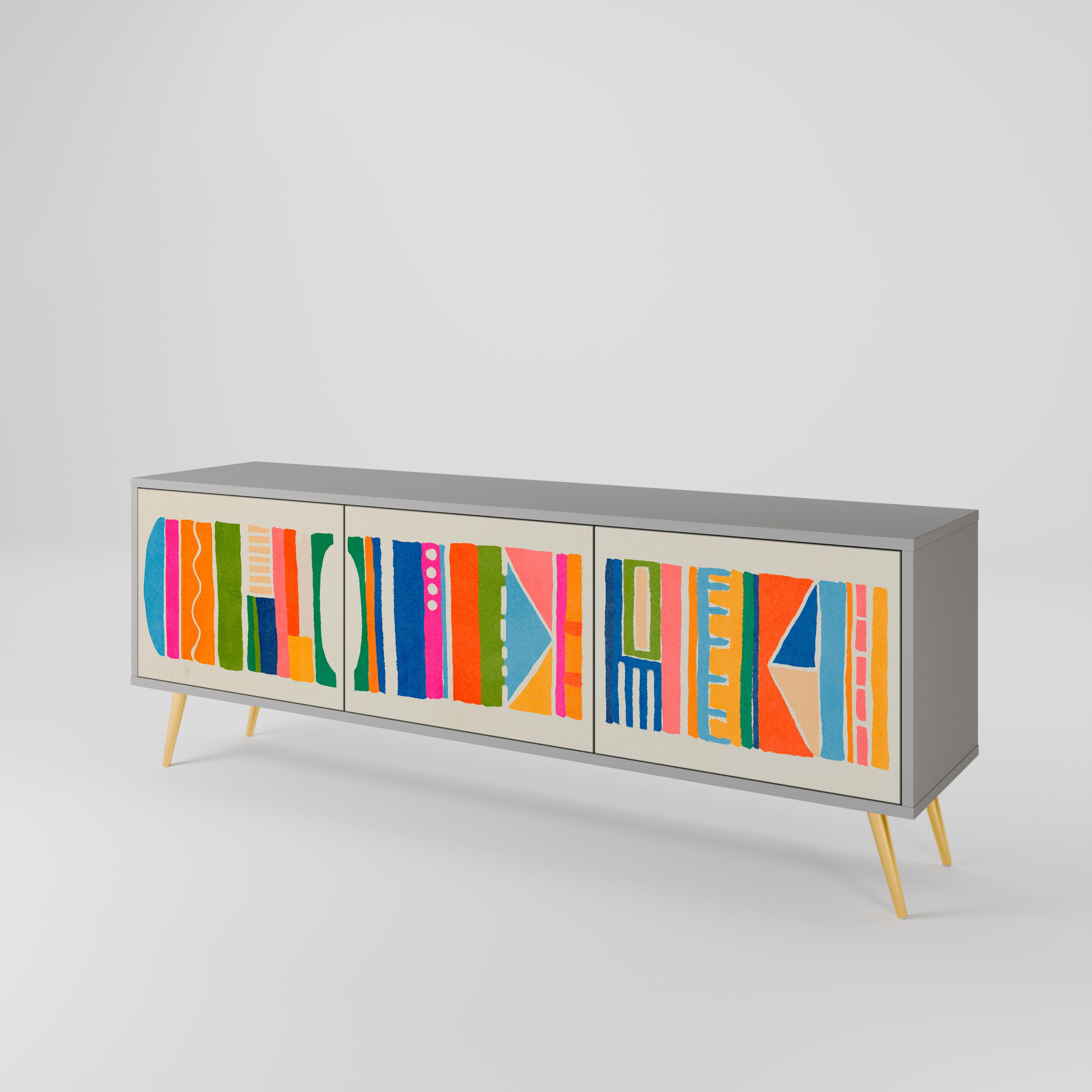 GEOMETRIC SHINE Szafka RTV 3-drzwiowa korpus Szary