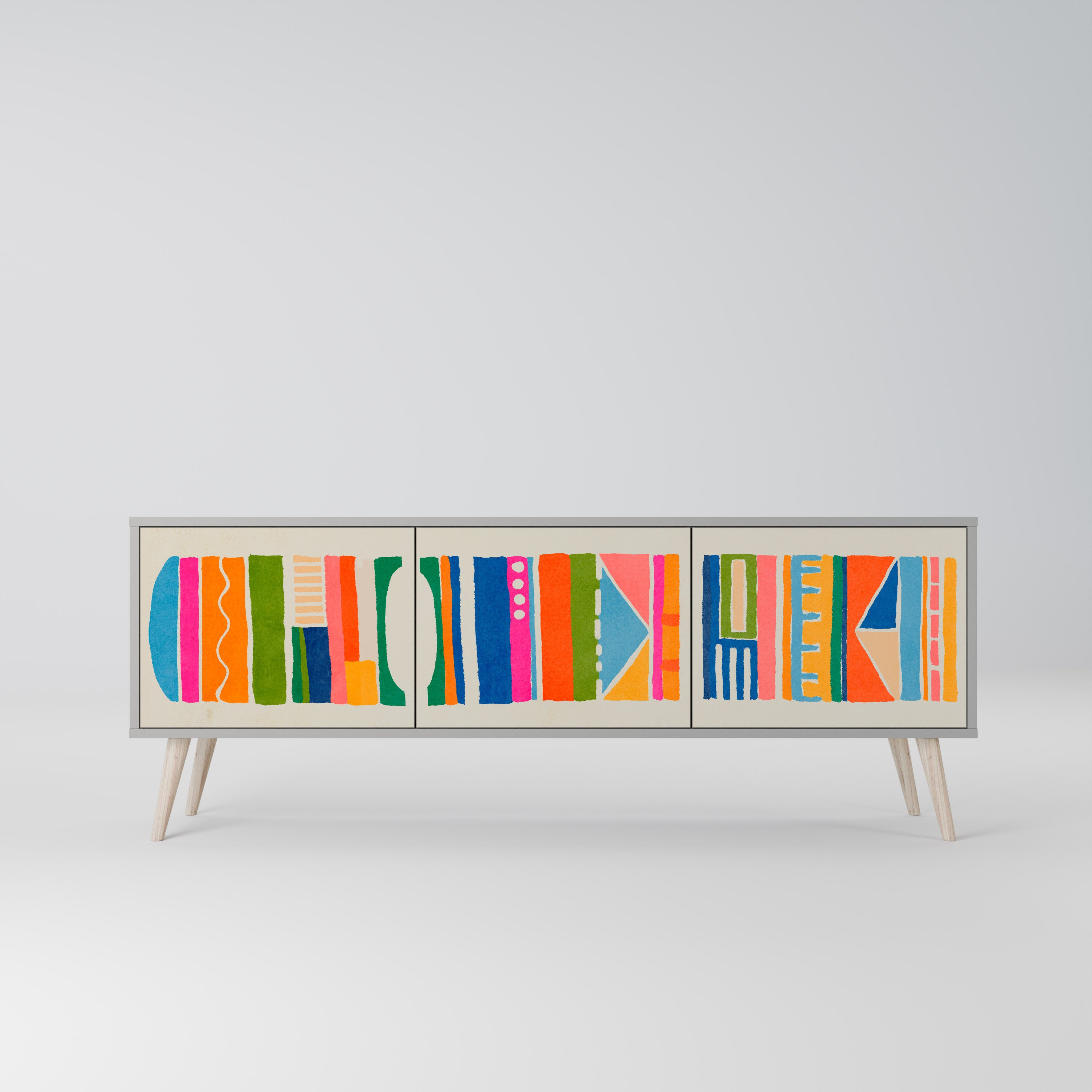 GEOMETRIC SHINE Szafka RTV 3-drzwiowa korpus Szary