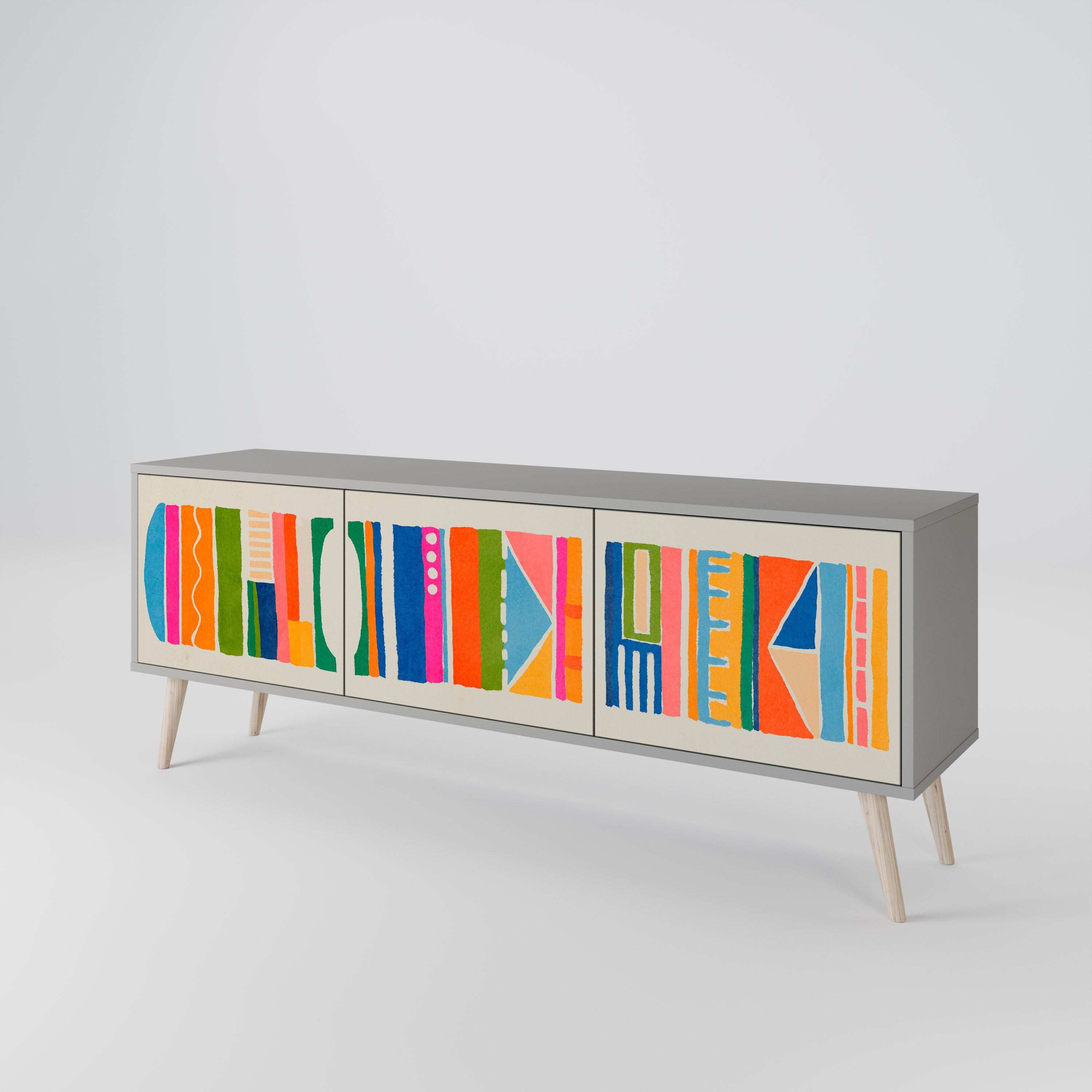 GEOMETRIC SHINE Szafka RTV 3-drzwiowa korpus Szary