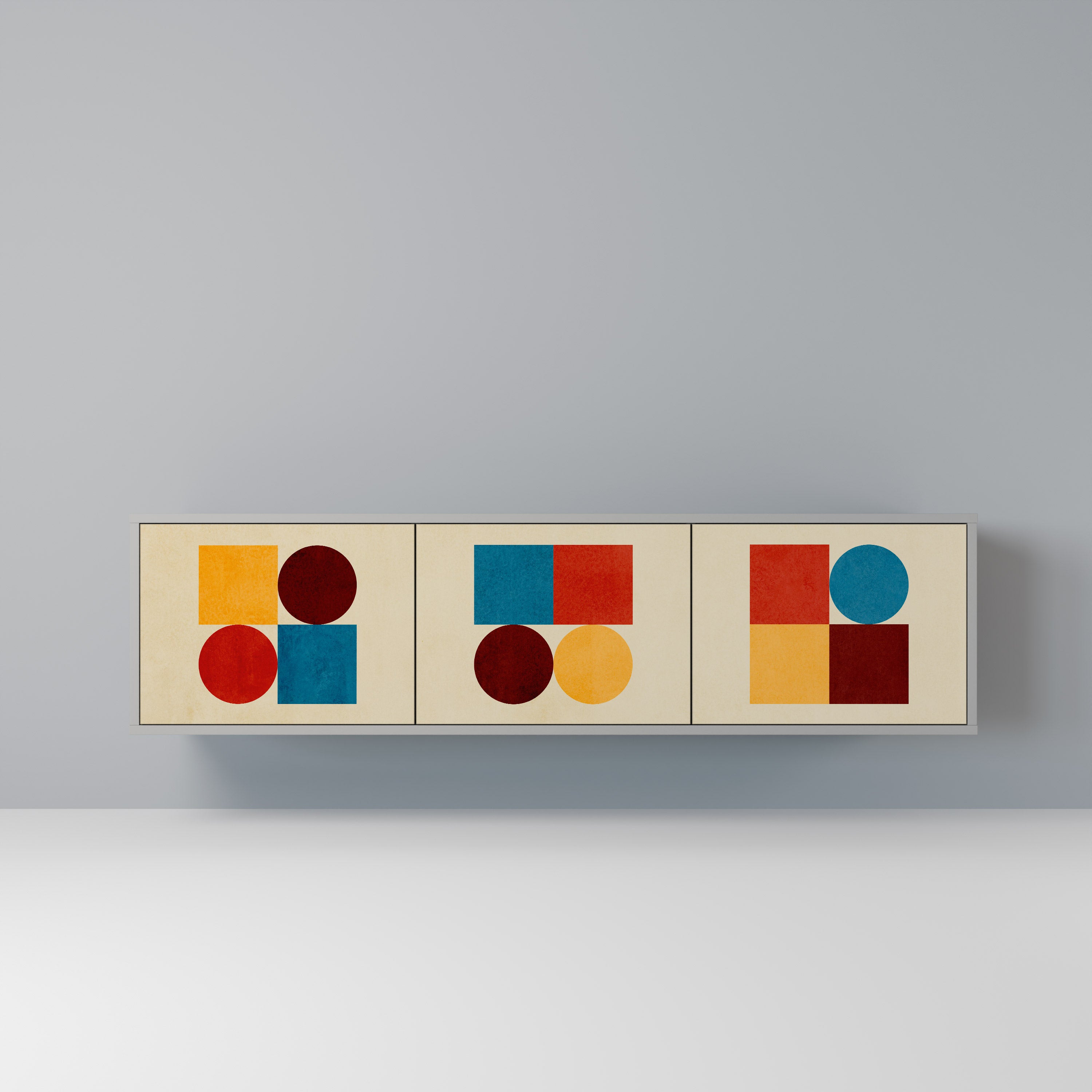 GEOMETRIC PUZZLE Szafka RTV 3-drzwiowa korpus Szary