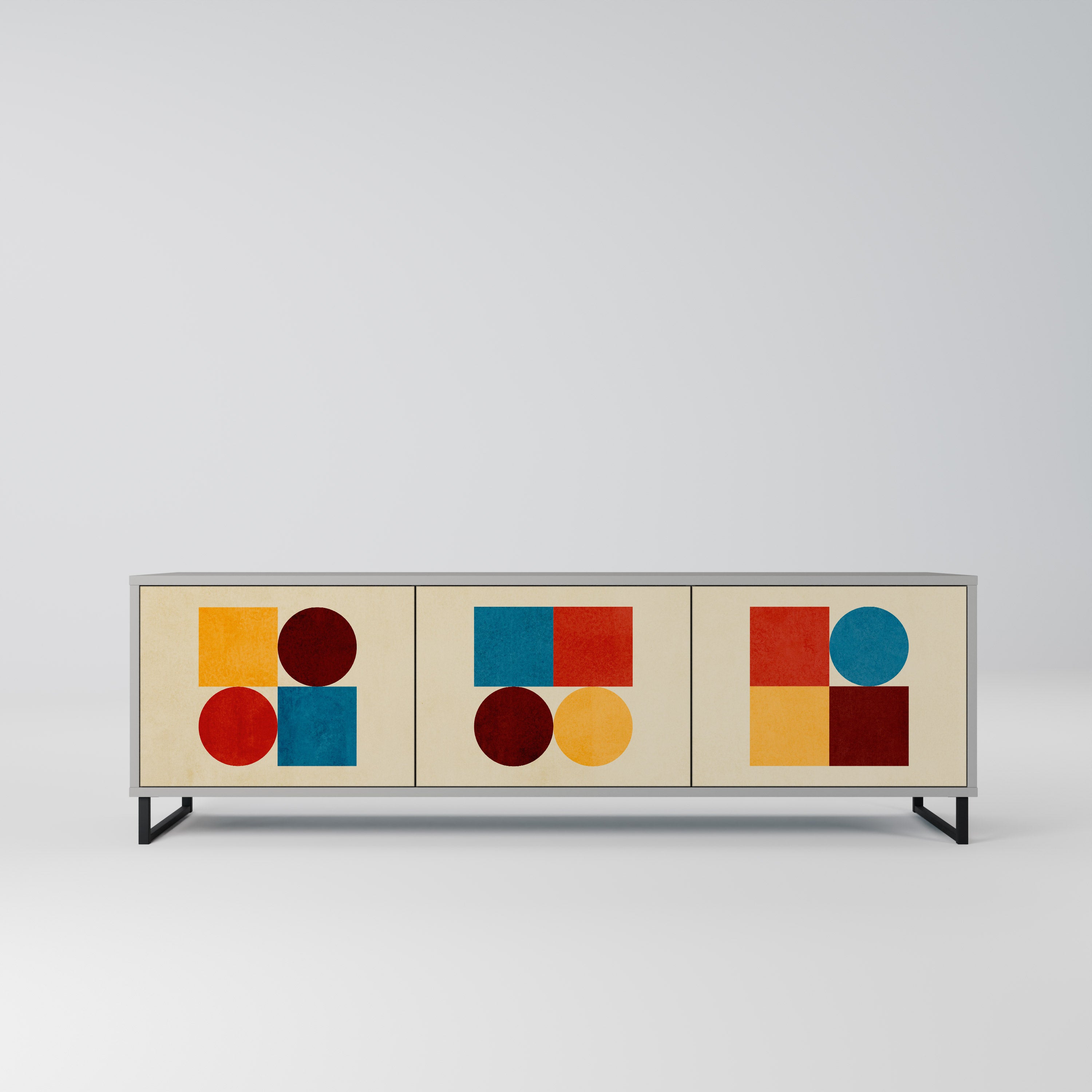 GEOMETRIC PUZZLE Szafka RTV 3-drzwiowa korpus Szary