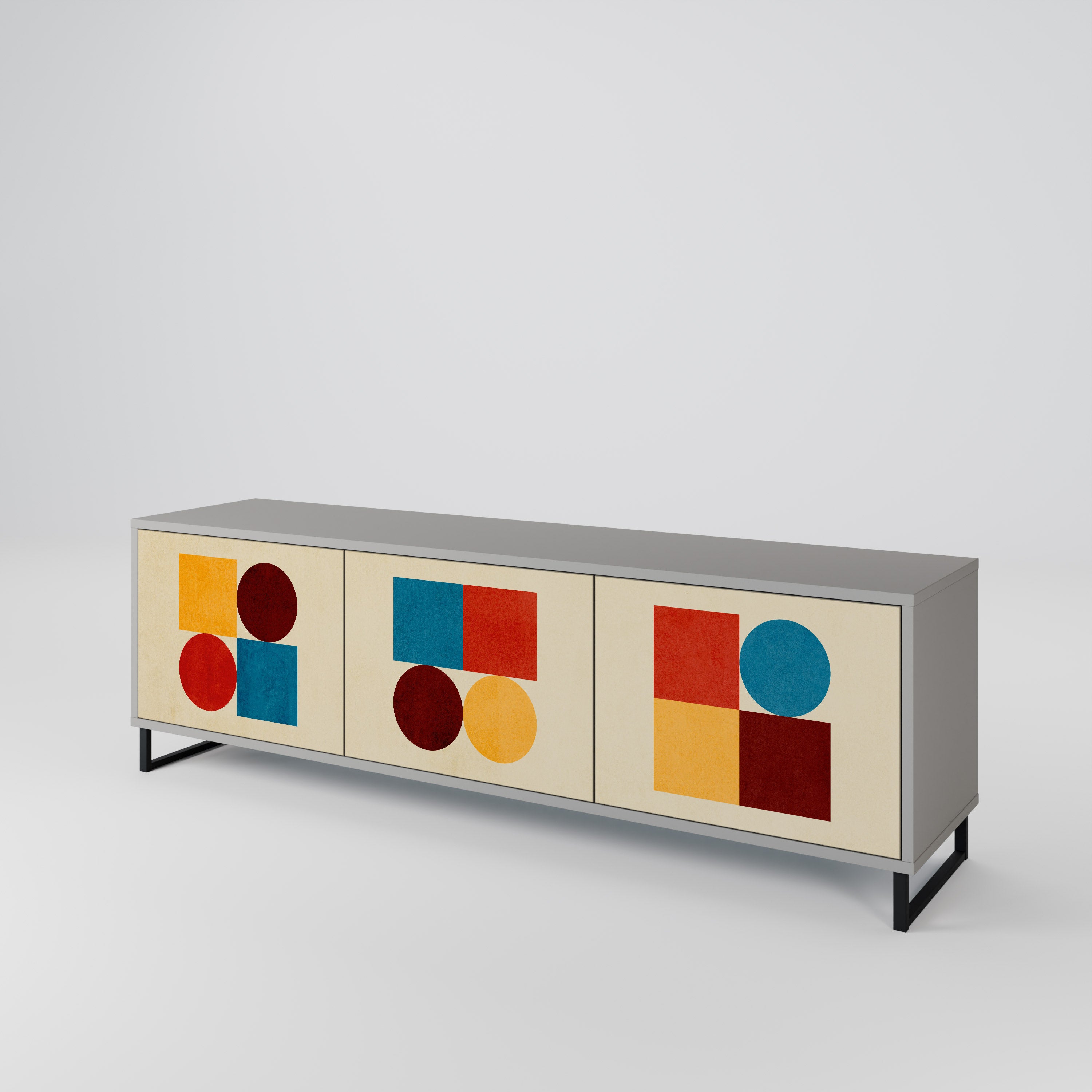 GEOMETRIC PUZZLE Szafka RTV 3-drzwiowa korpus Szary