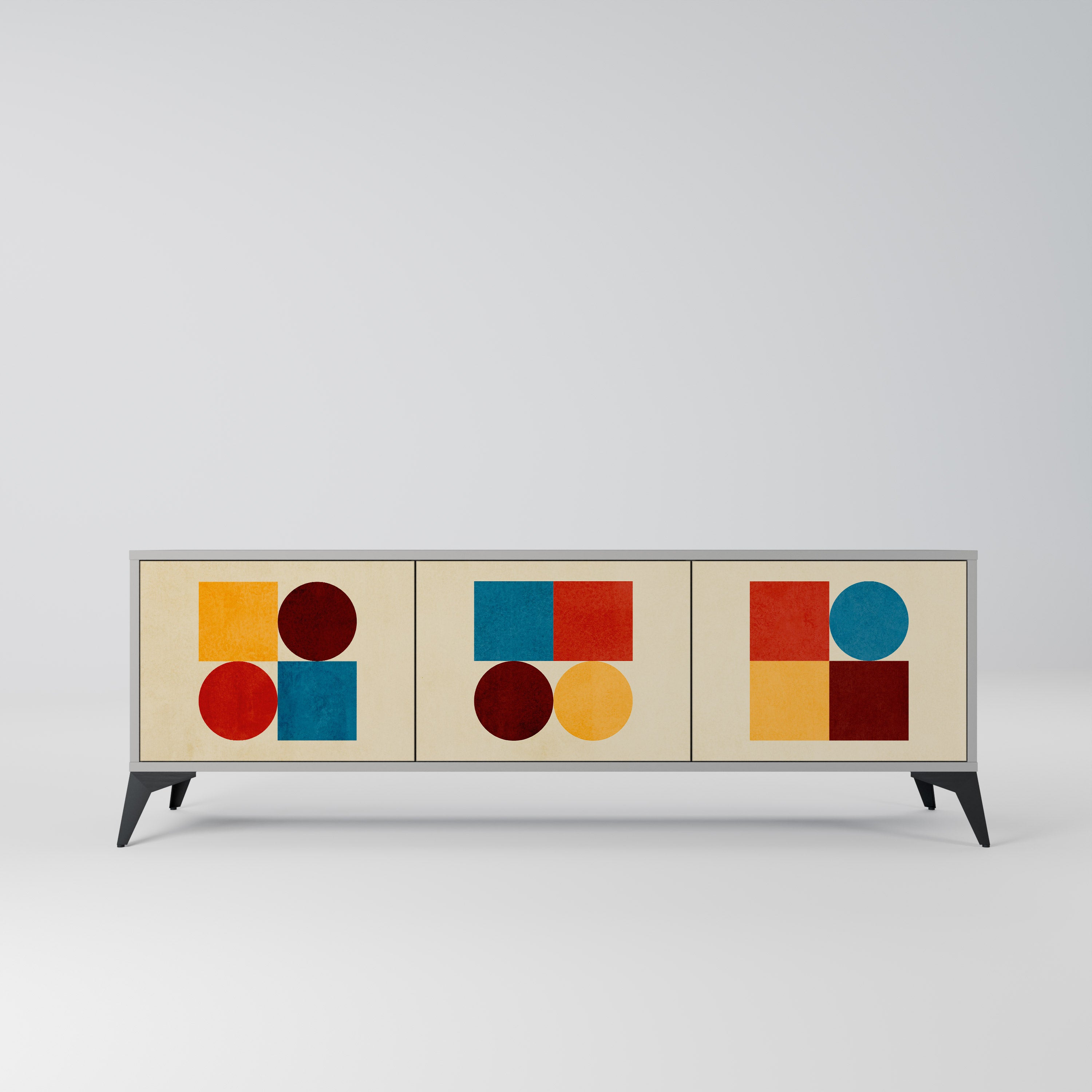 GEOMETRIC PUZZLE Szafka RTV 3-drzwiowa korpus Szary