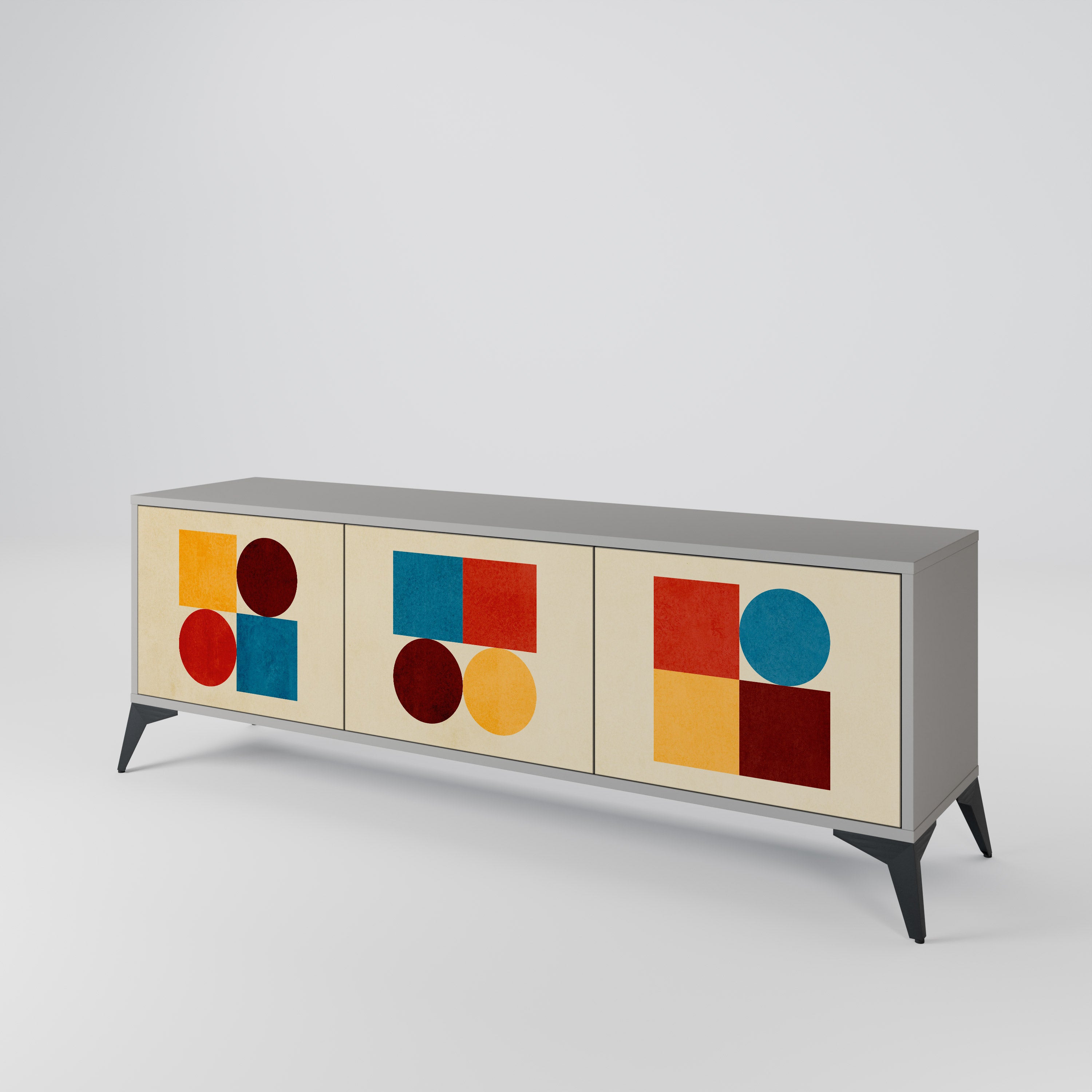 GEOMETRIC PUZZLE Szafka RTV 3-drzwiowa korpus Szary