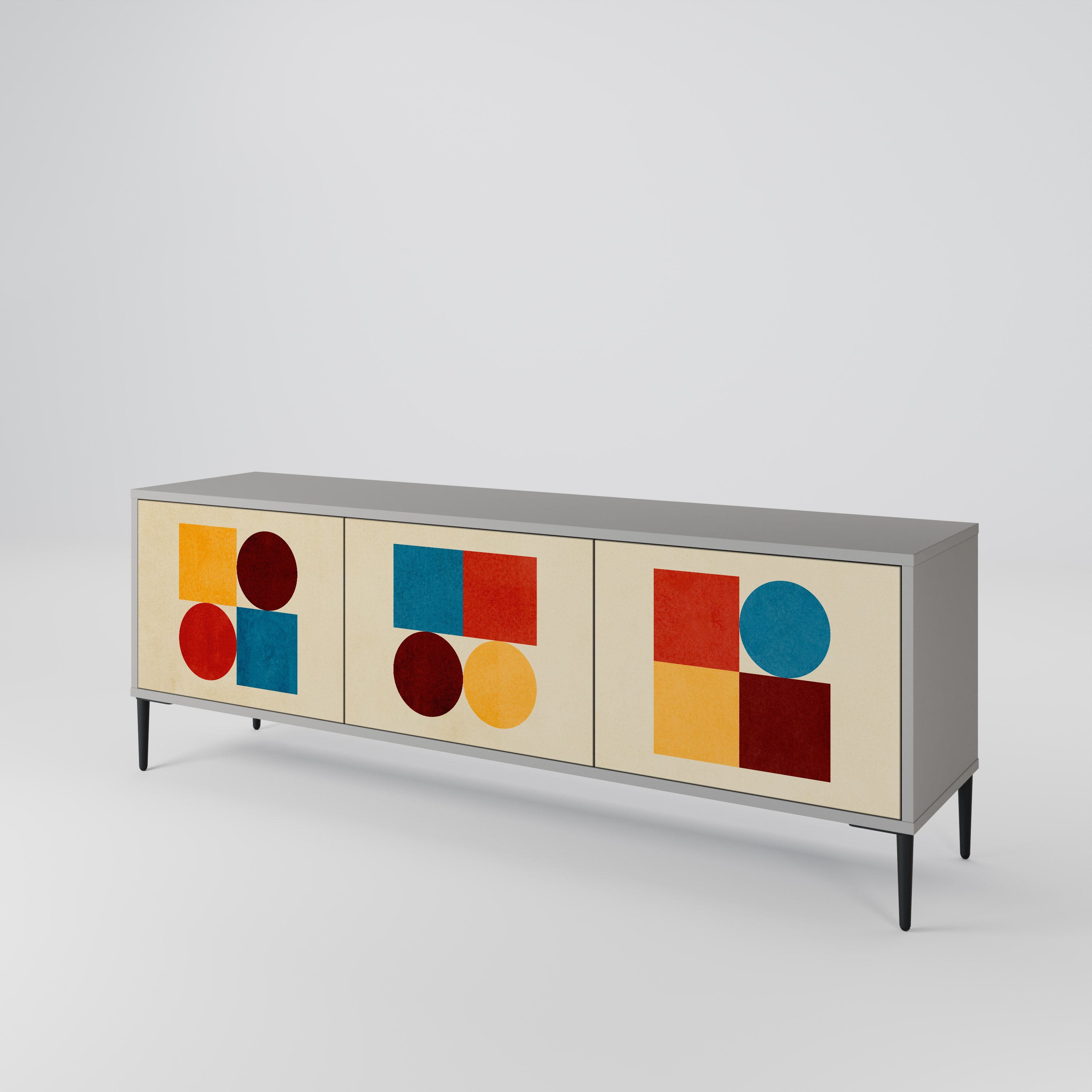 GEOMETRIC PUZZLE Szafka RTV 3-drzwiowa korpus Szary