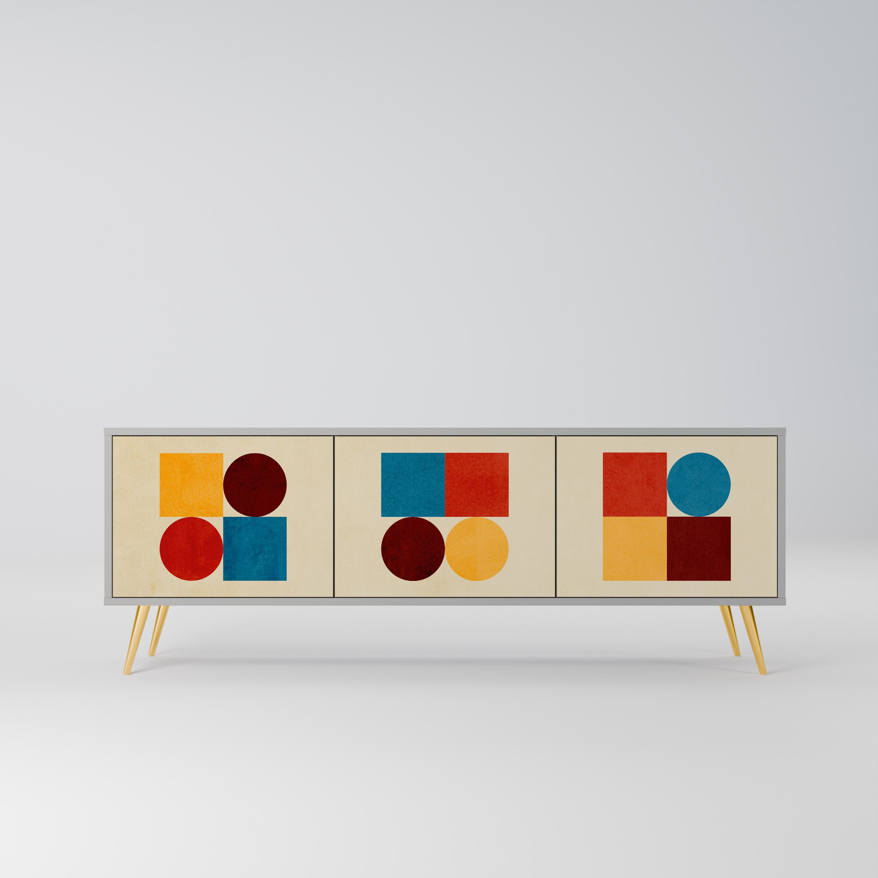 GEOMETRIC PUZZLE Szafka RTV 3-drzwiowa korpus Szary