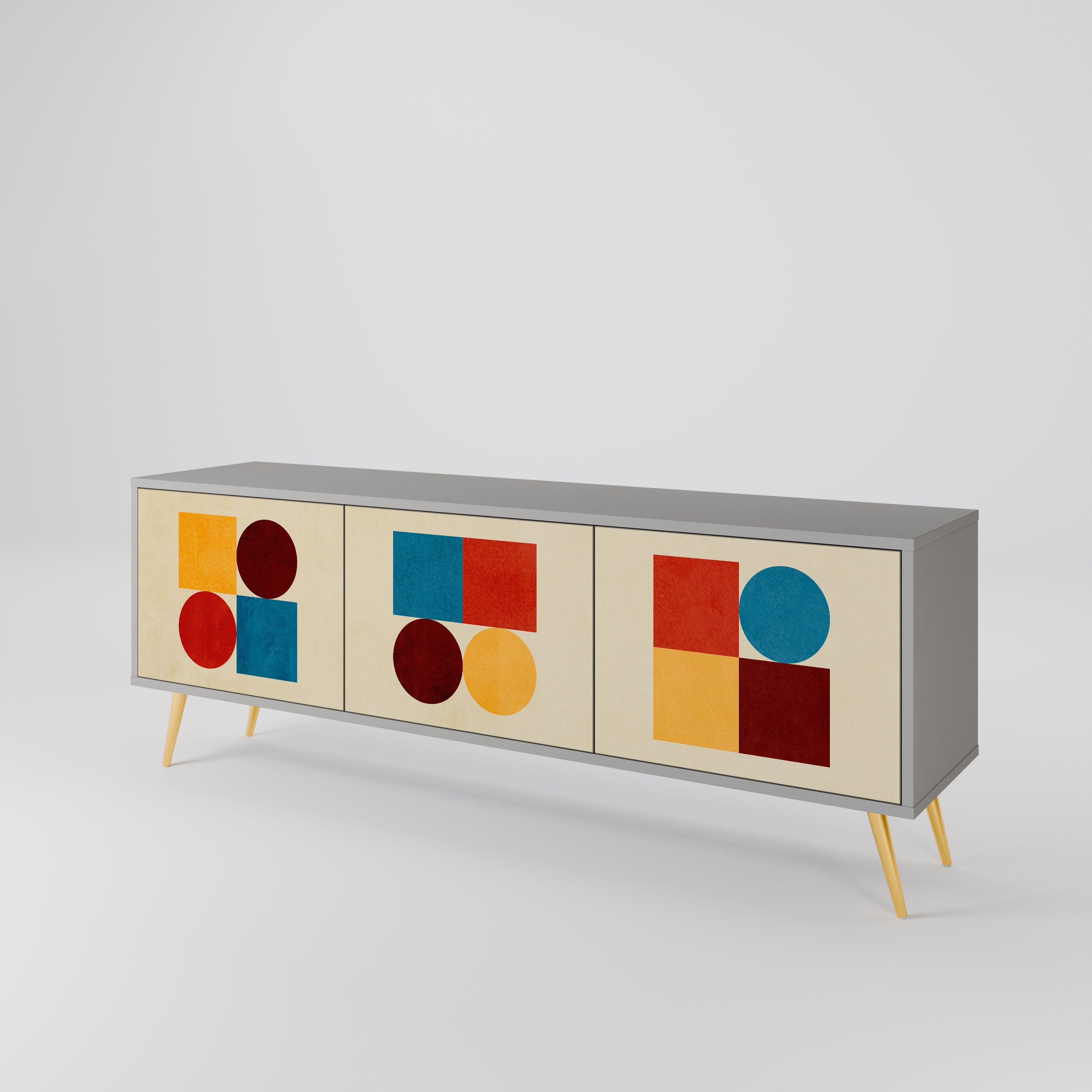 GEOMETRIC PUZZLE Szafka RTV 3-drzwiowa korpus Szary