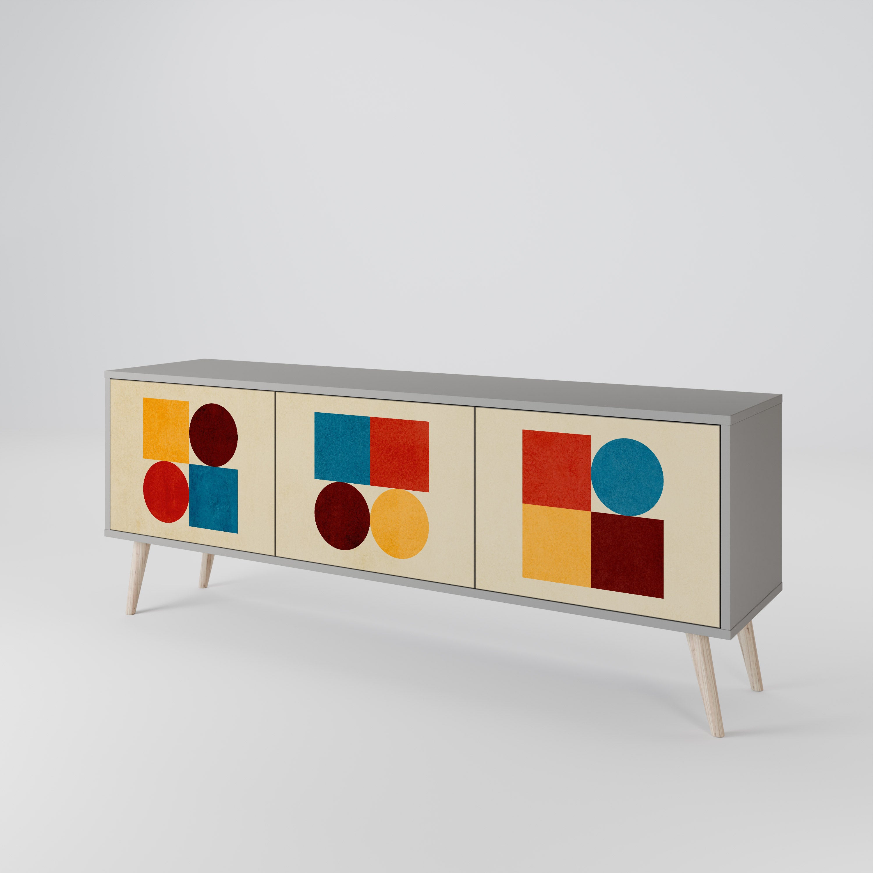 GEOMETRIC PUZZLE Szafka RTV 3-drzwiowa korpus Szary