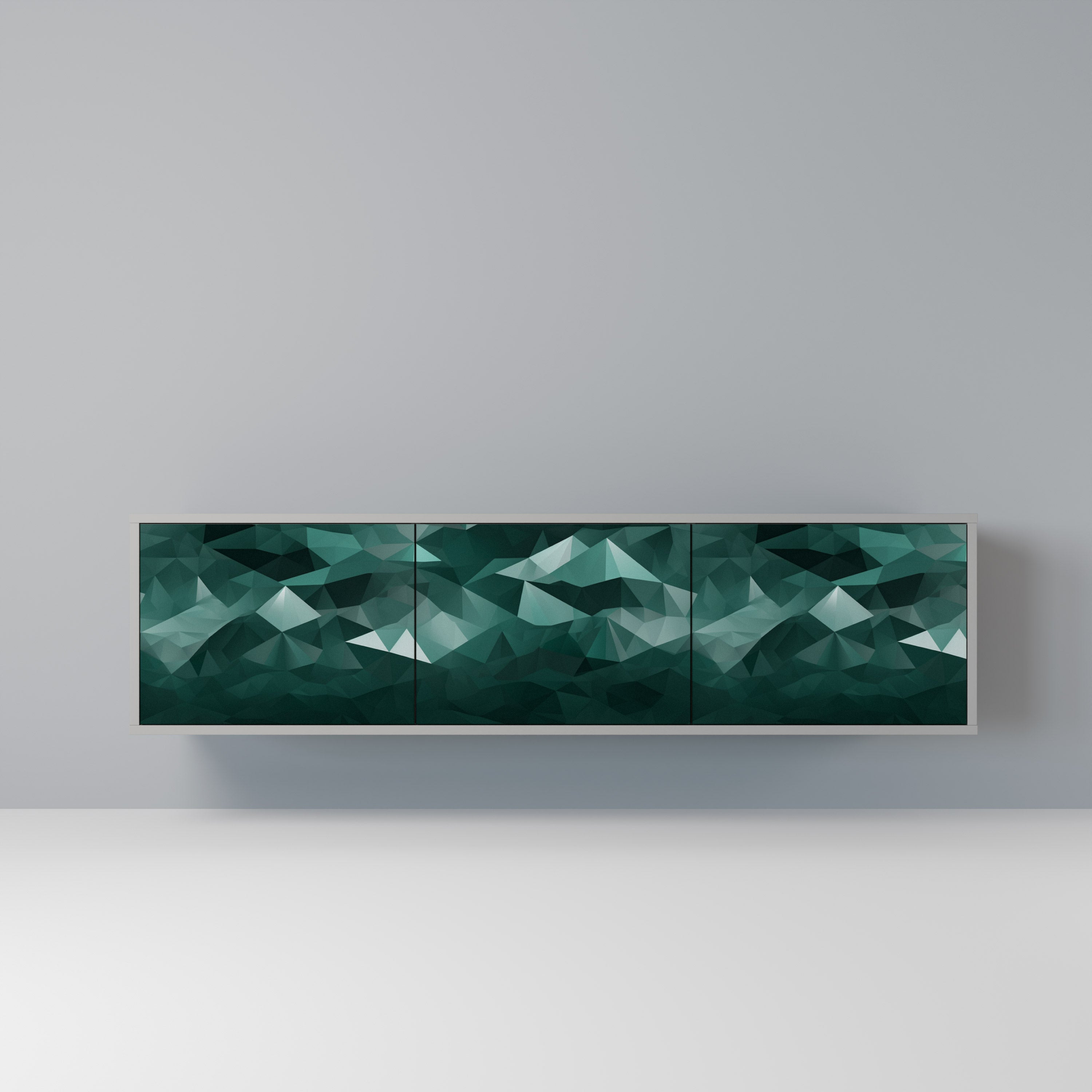 POLYGONAL FLOATING Szafka RTV 3-drzwiowa korpus Szary