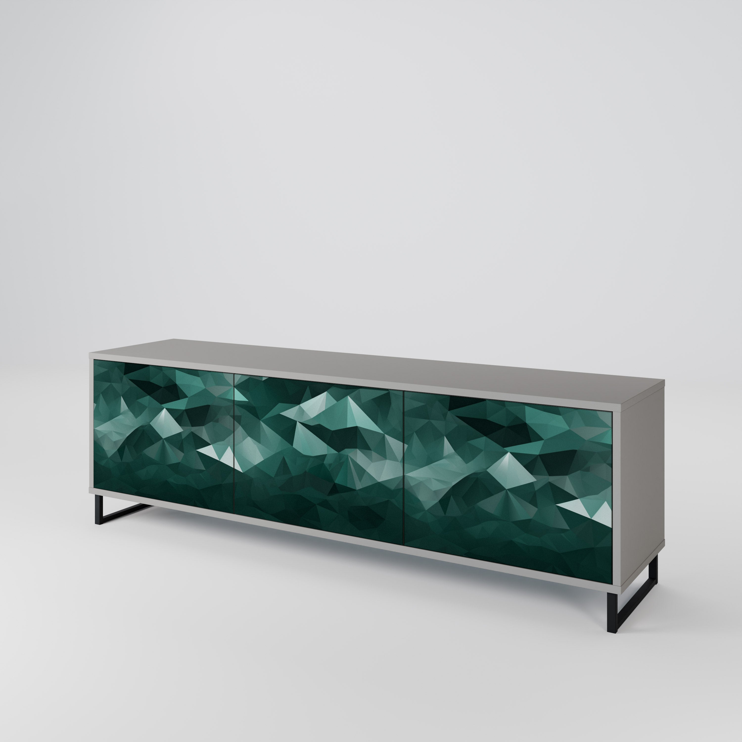 POLYGONAL FLOATING Szafka RTV 3-drzwiowa korpus Szary