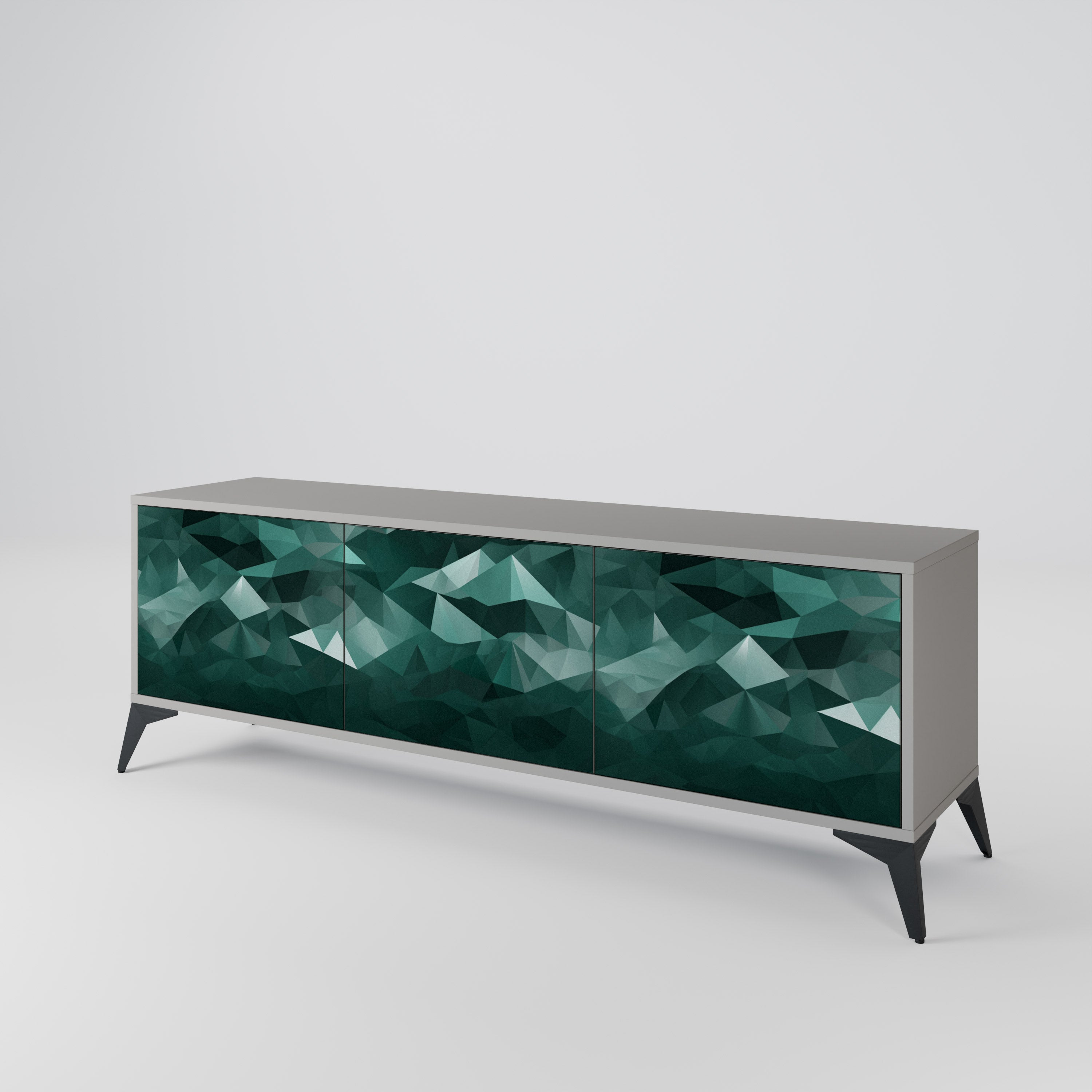 POLYGONAL FLOATING Szafka RTV 3-drzwiowa korpus Szary