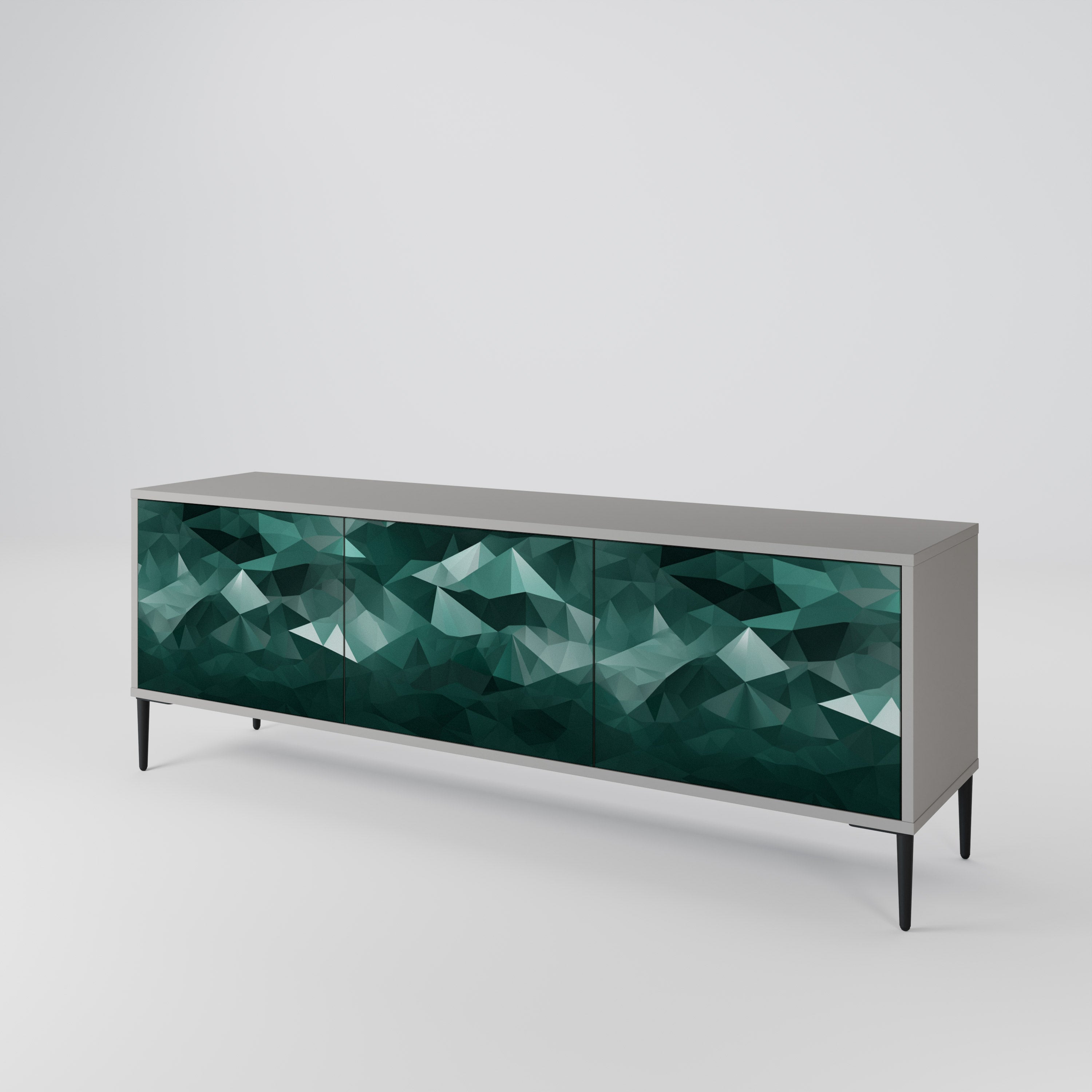POLYGONAL FLOATING Szafka RTV 3-drzwiowa korpus Szary
