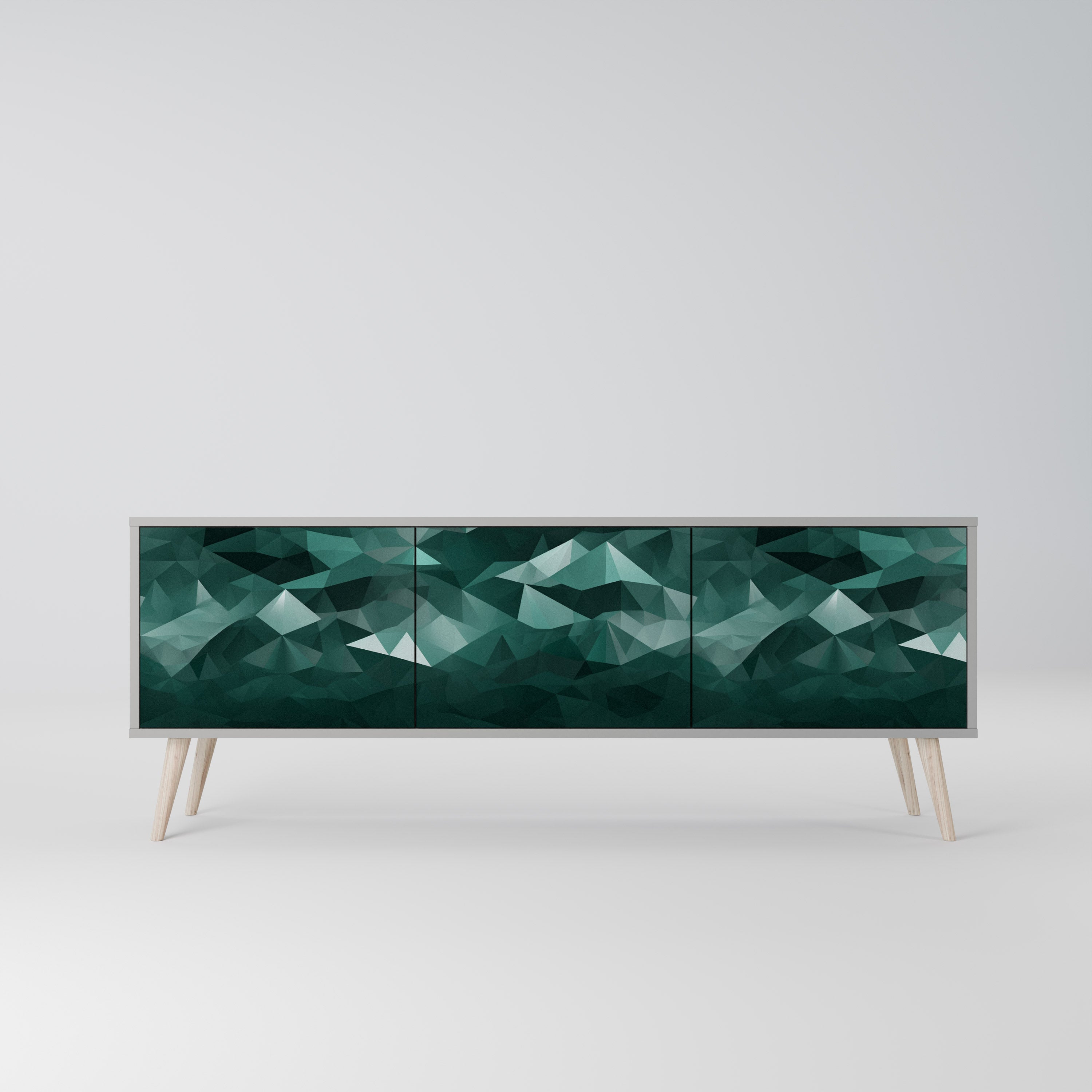 POLYGONAL FLOATING Szafka RTV 3-drzwiowa korpus Szary