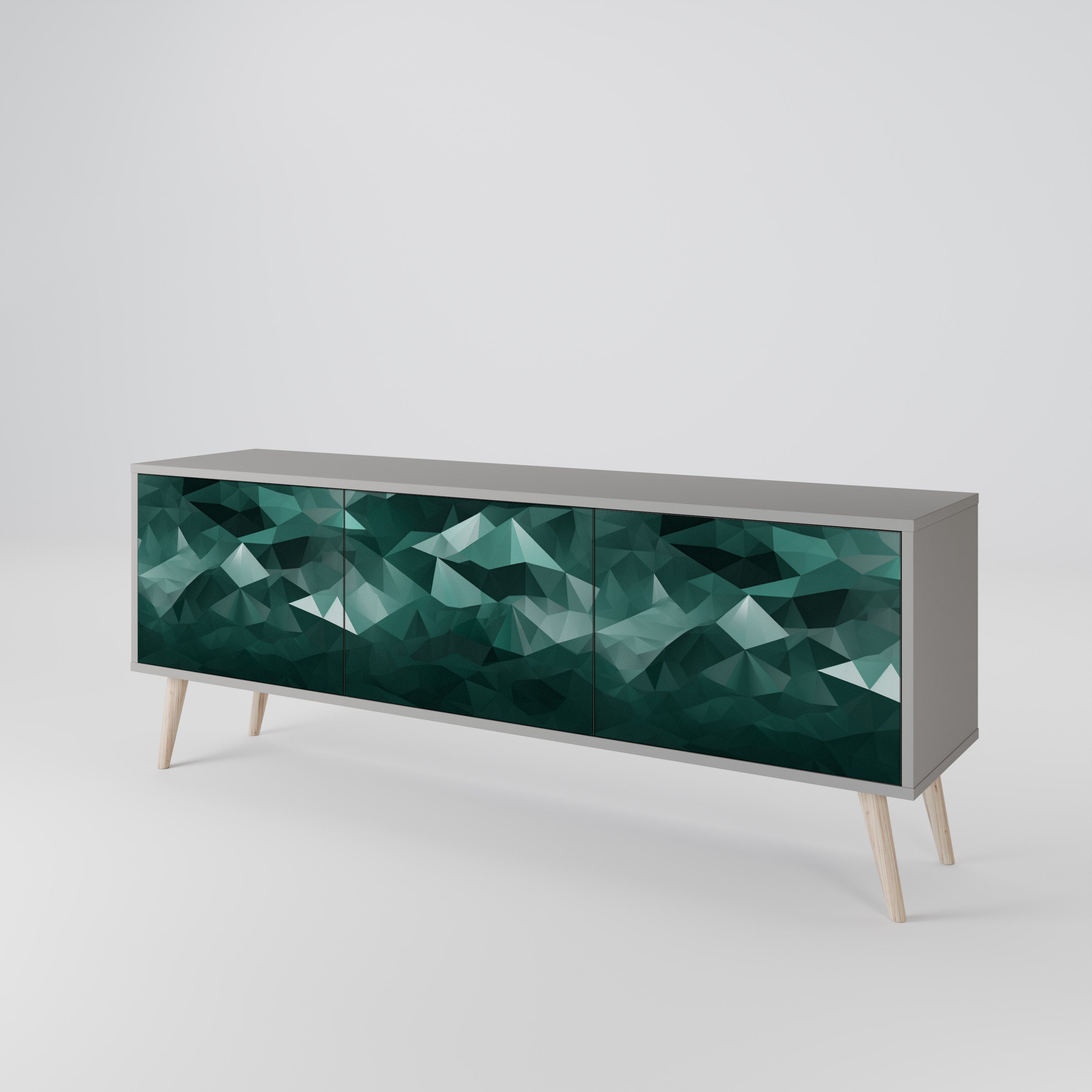 POLYGONAL FLOATING Szafka RTV 3-drzwiowa korpus Szary